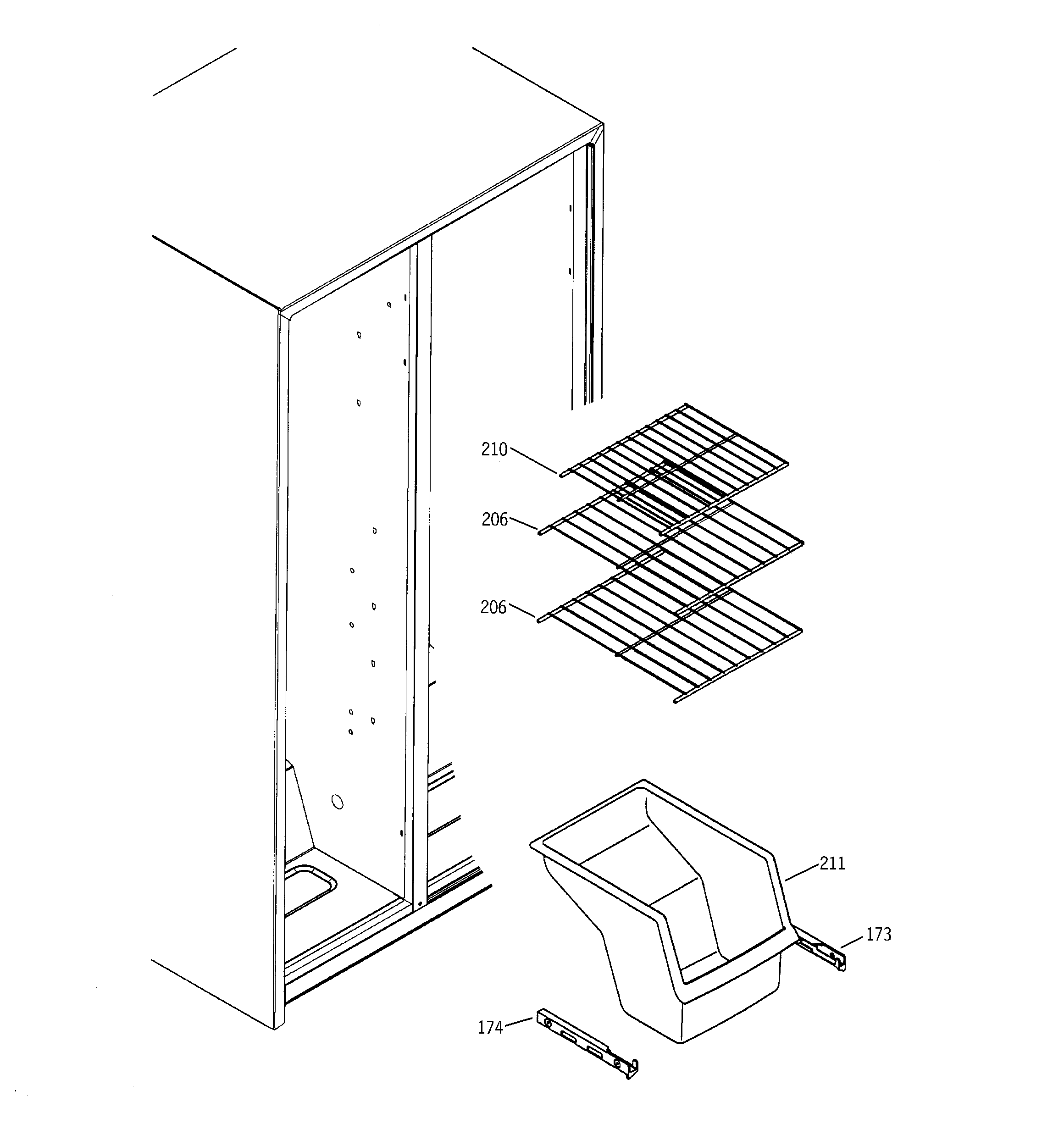GE GSS20IEMDCC freezer shelves diagram