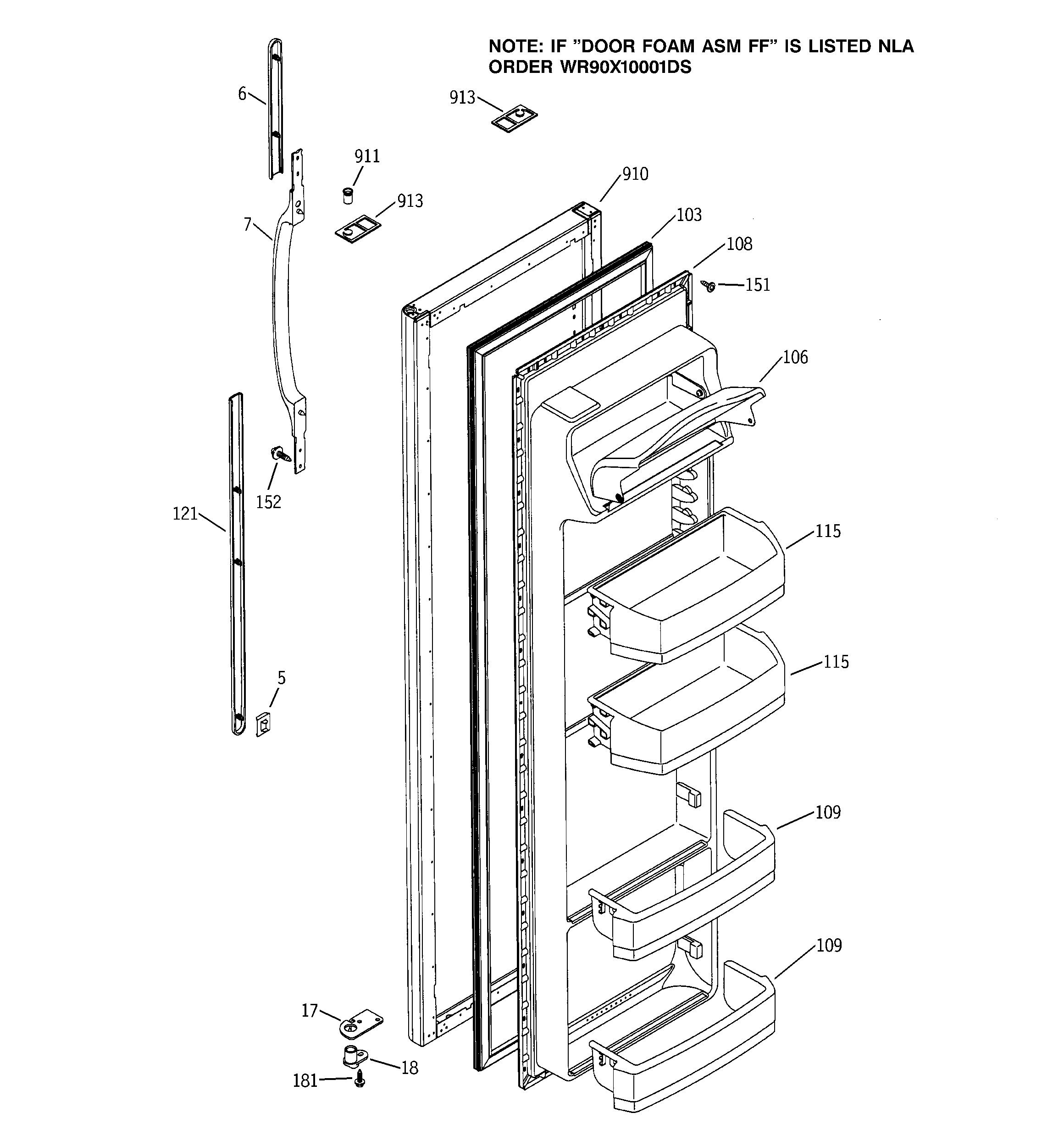 GE GSS22IBMBCC fresh food door diagram