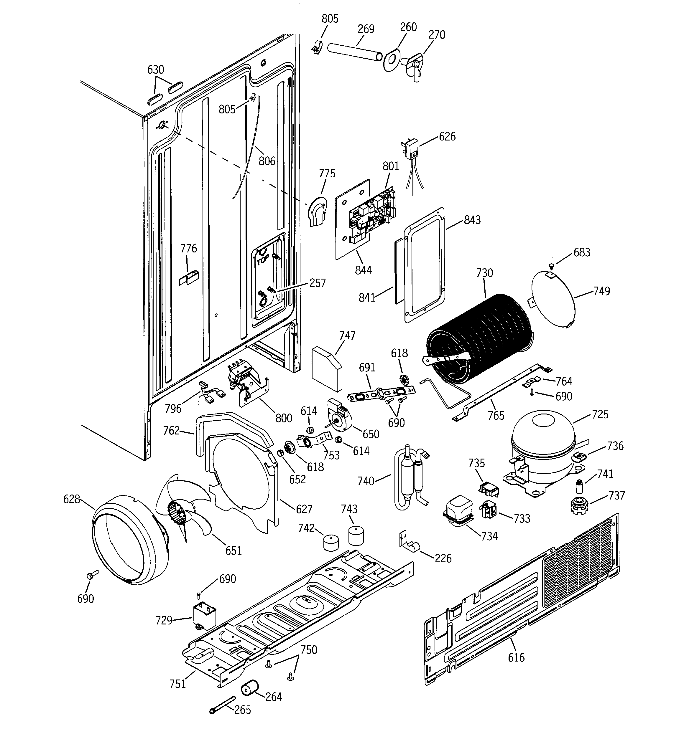 GE GSS22JFMBWW sealed system & mother board diagram