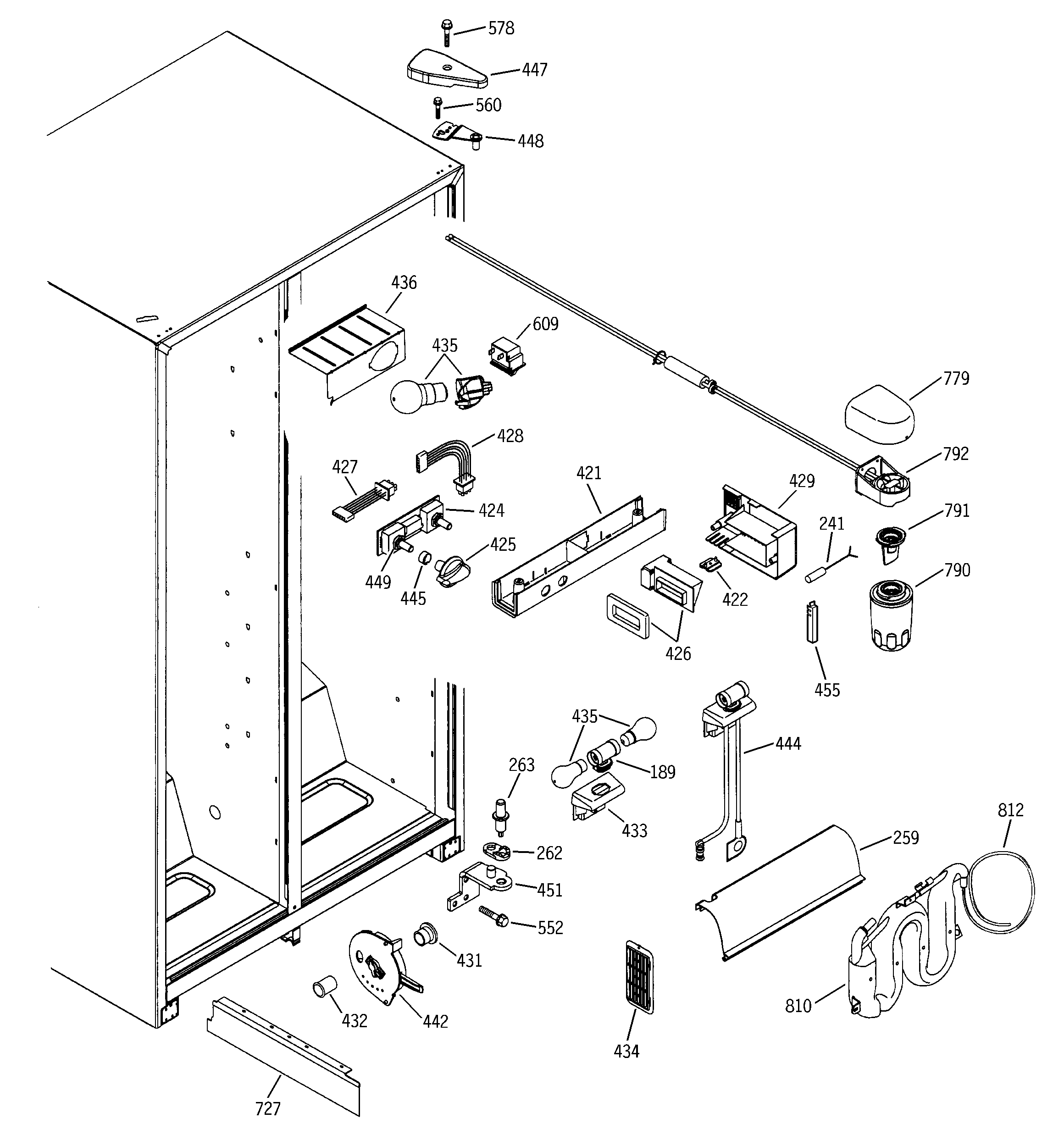 GE GSS22JFMBWW fresh food section diagram