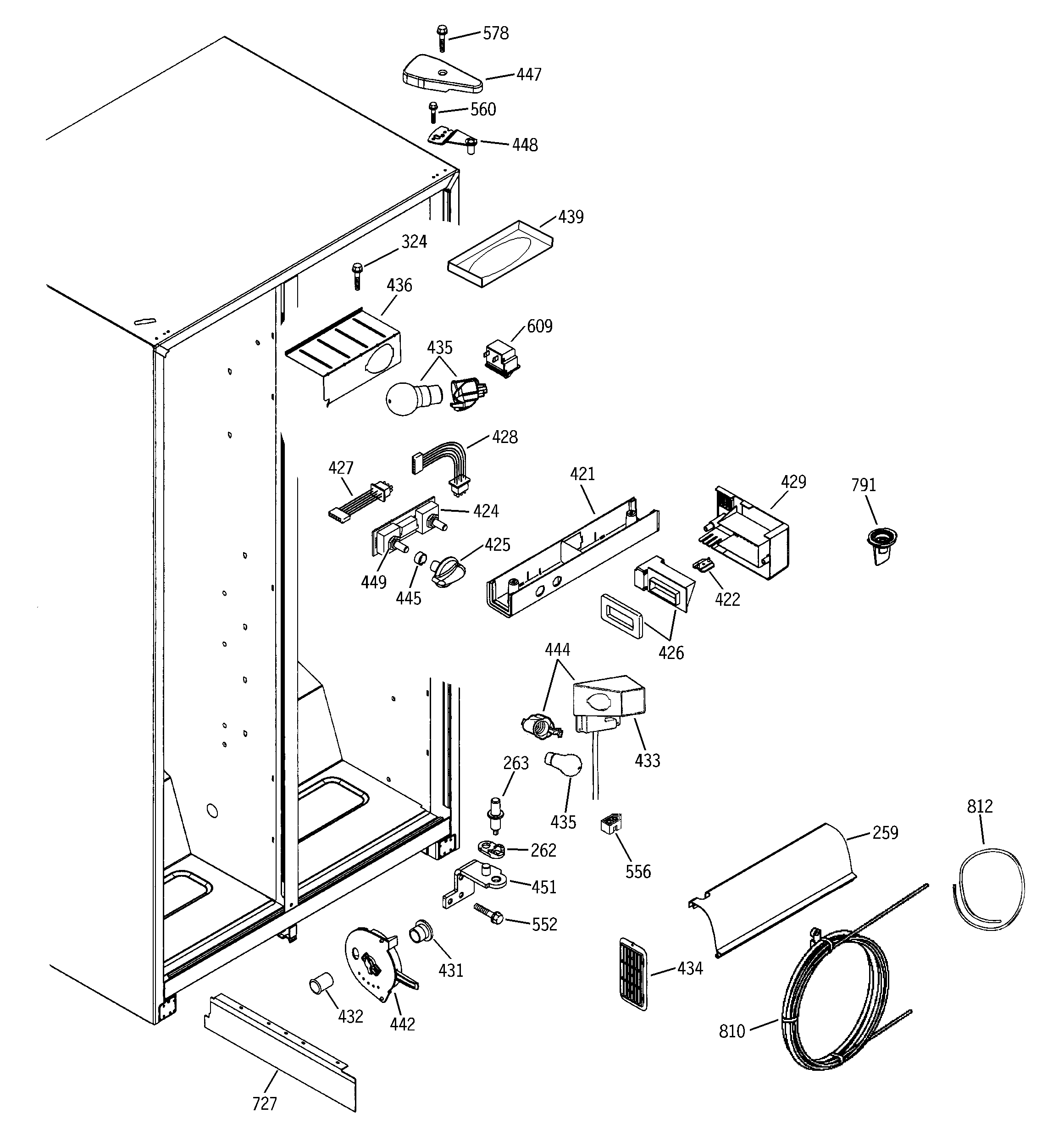 GE PSA22MIMCFBB fresh food section diagram