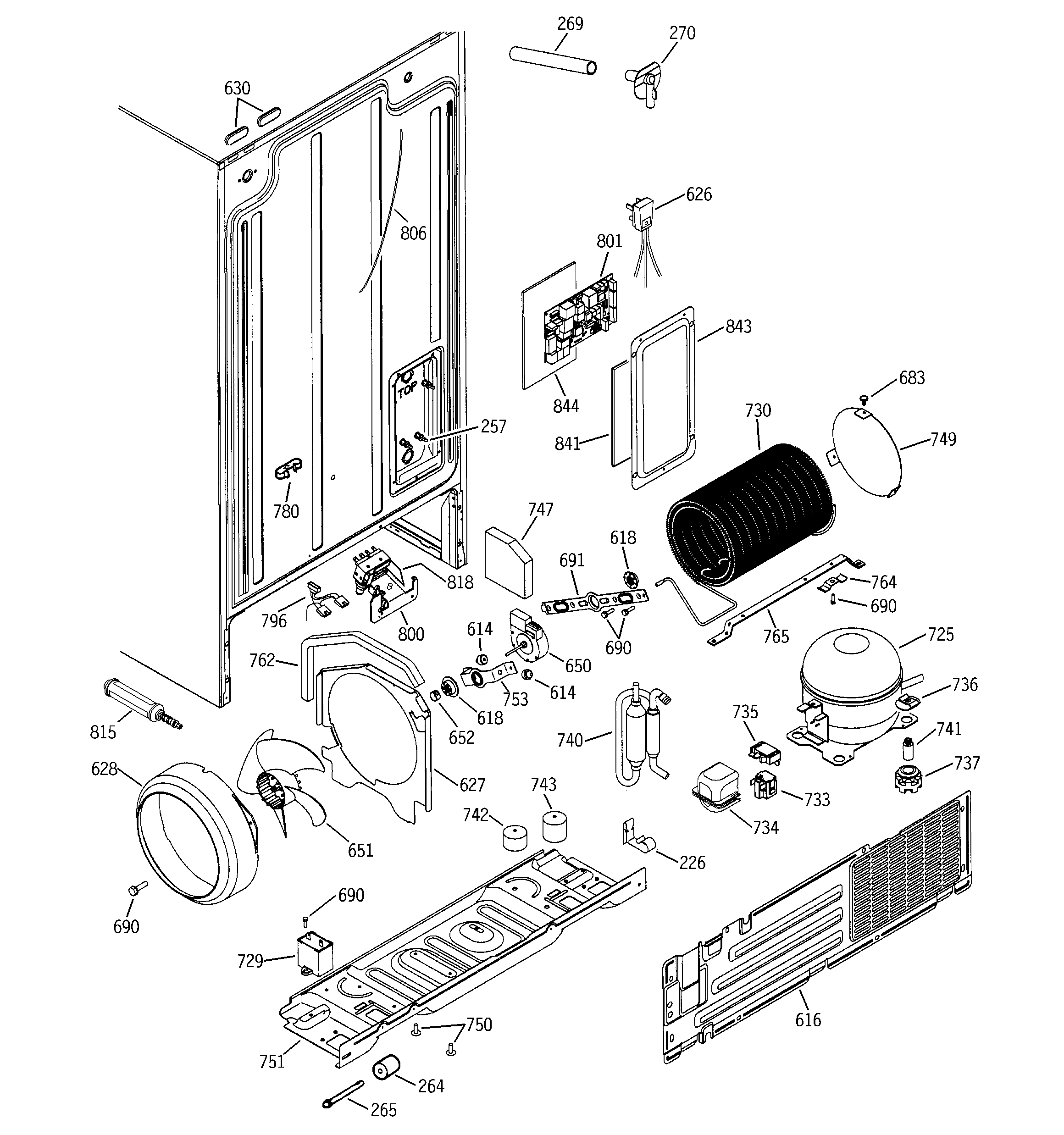 GE PSG22MIMBFBB sealed system & mother board diagram