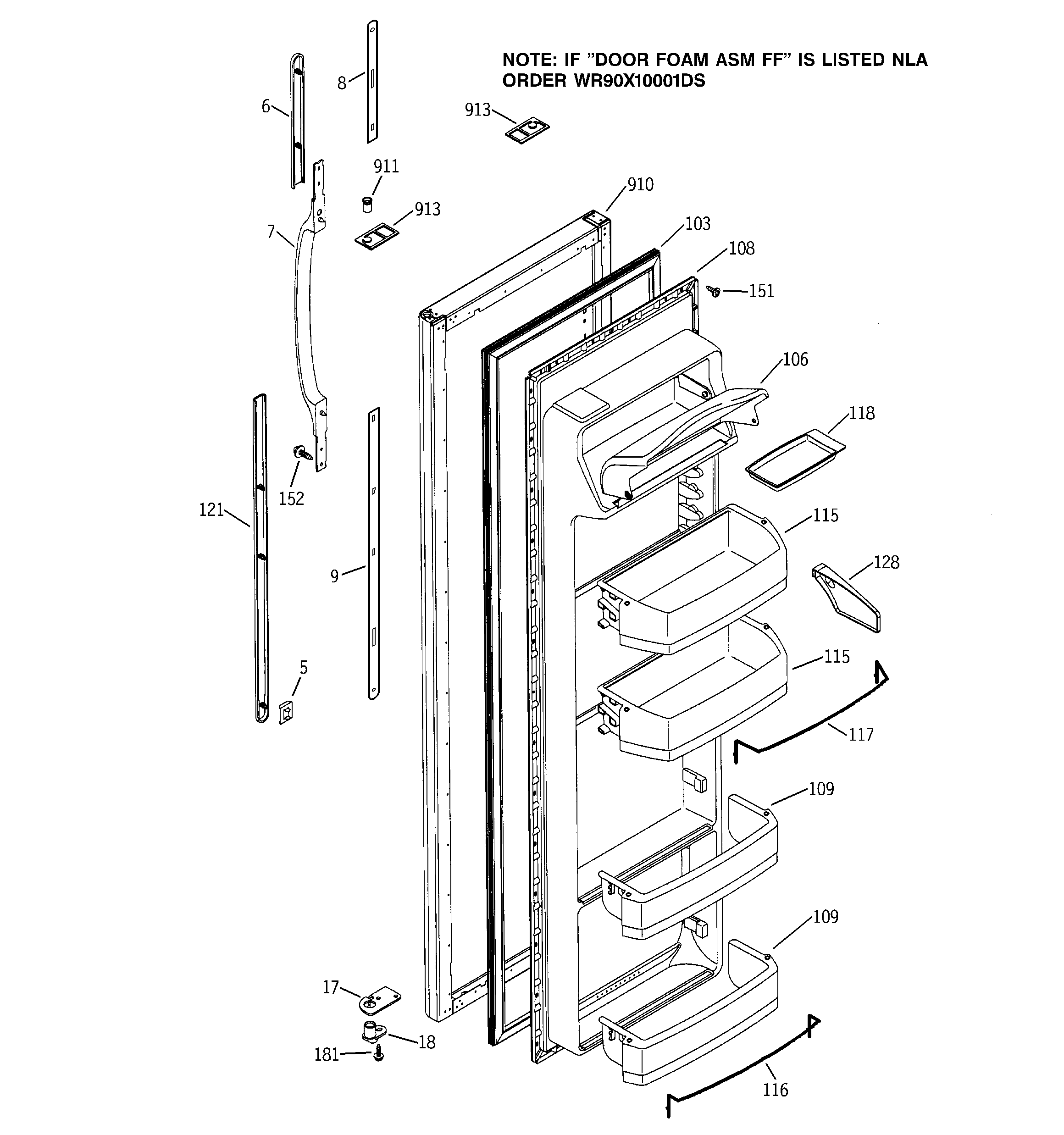 GE PSG22MIMBFBB fresh food door diagram