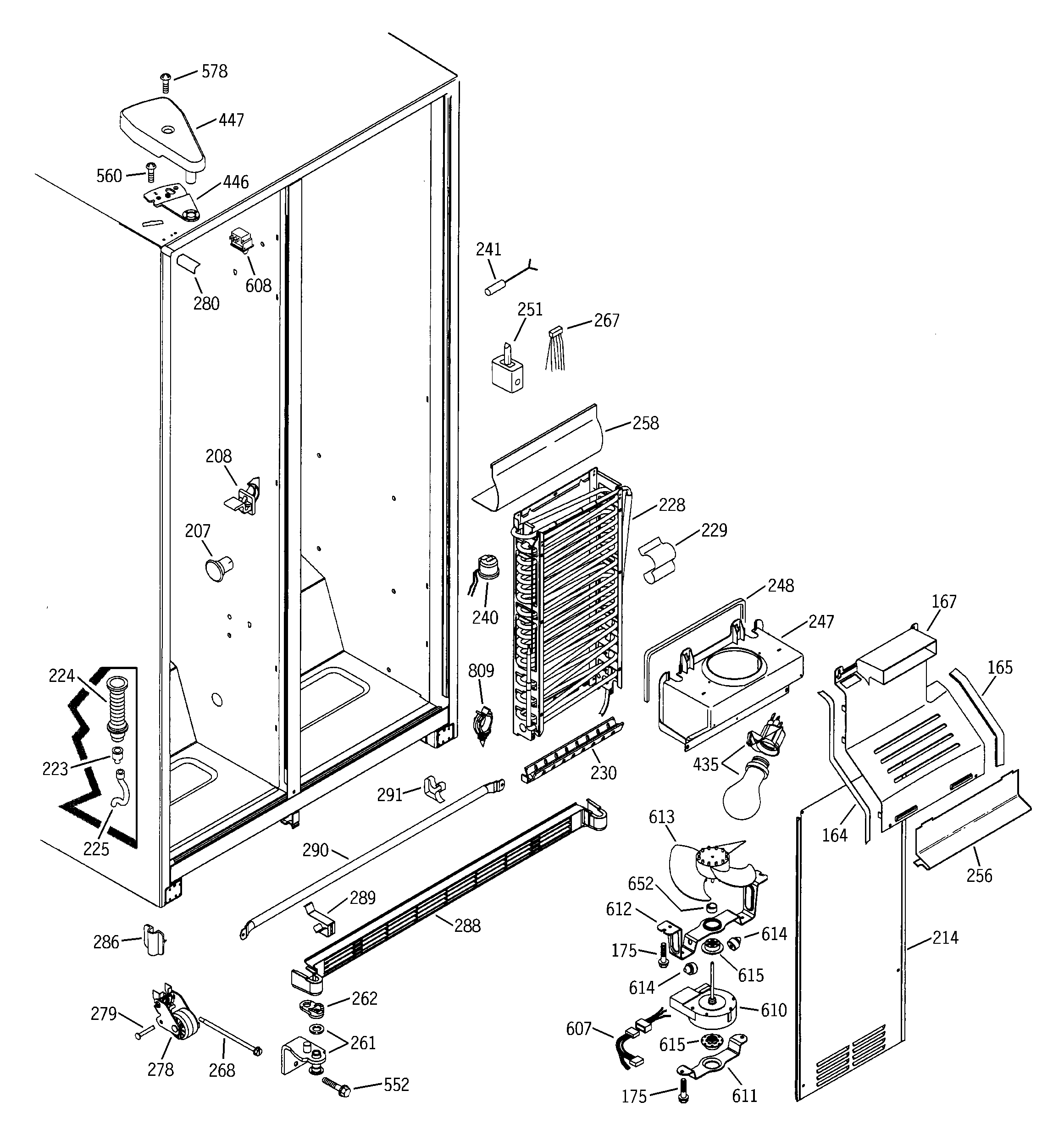 GE PSG22MIMBFBB freezer section diagram
