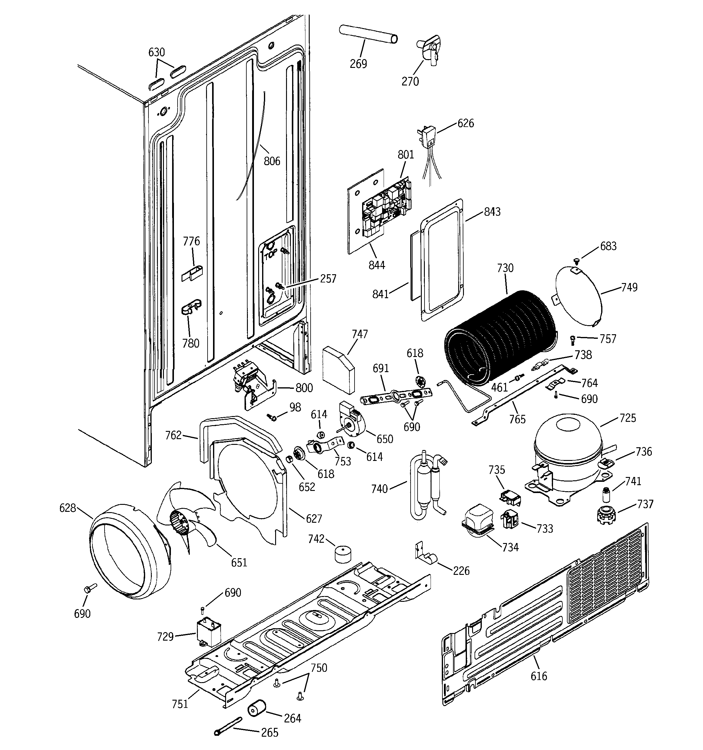 GE GSS20IEMCWH sealed system & mother board diagram