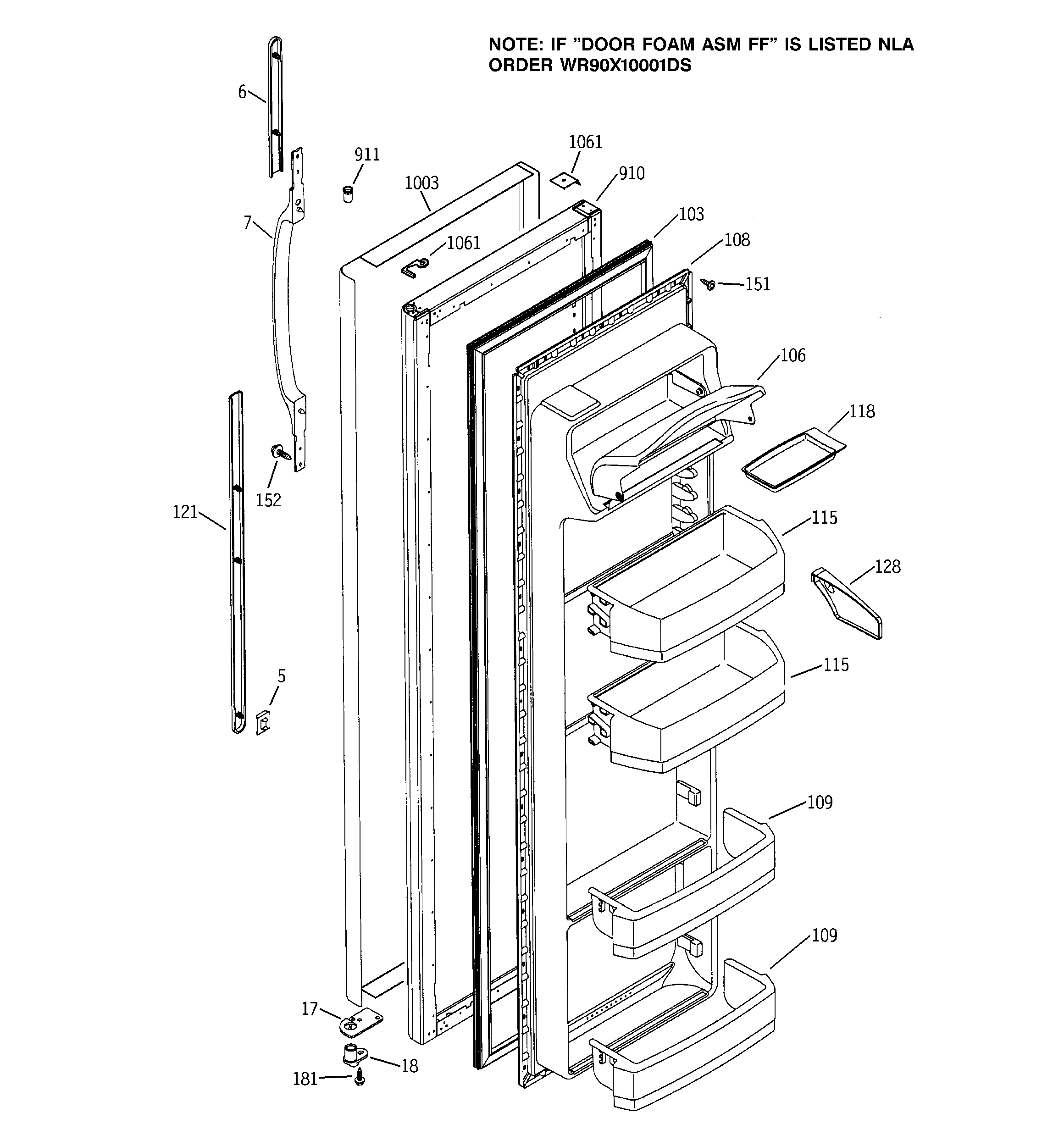 GE GSS25SGMDBS fresh food door diagram
