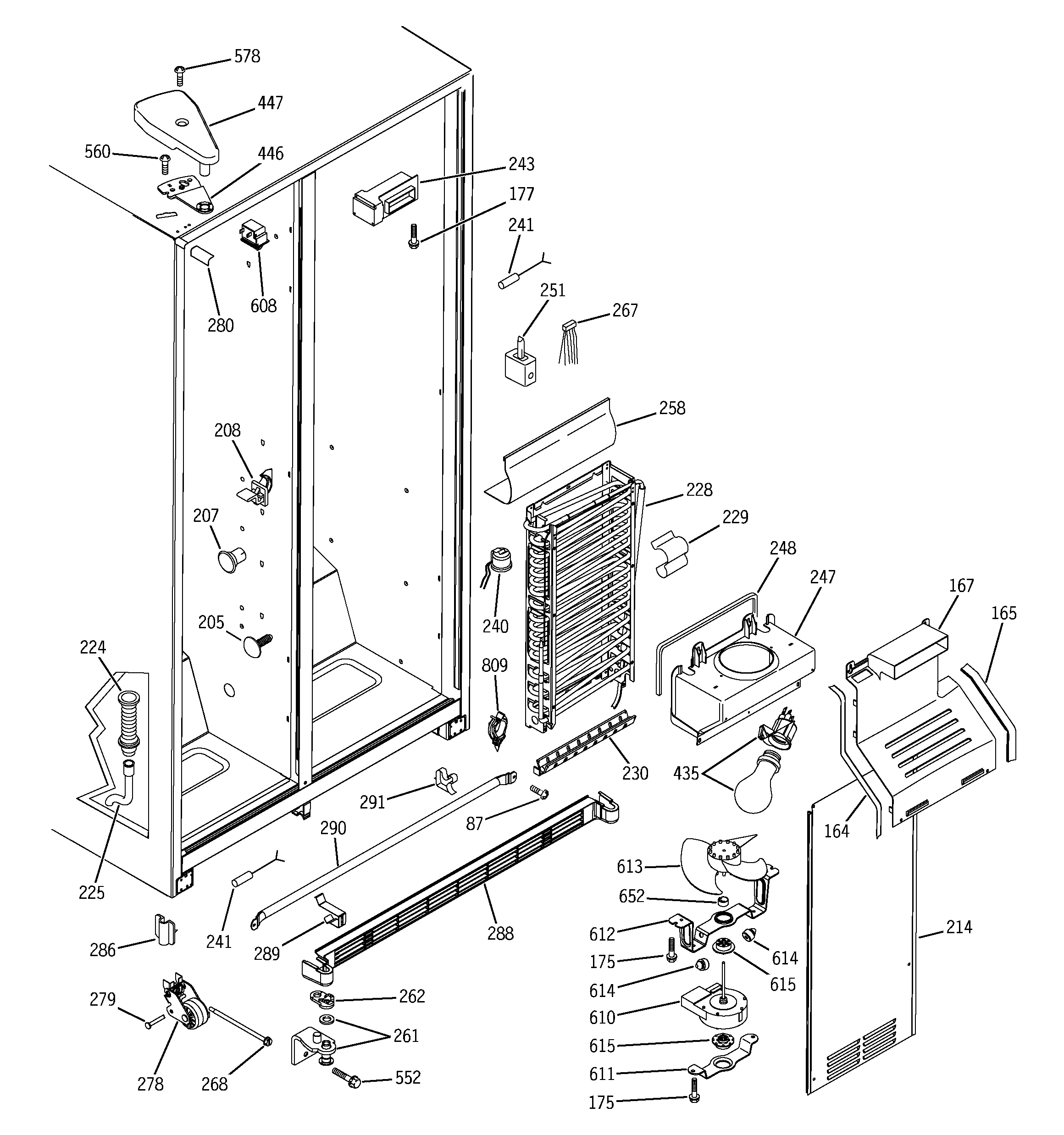 GE GSS25SGMDBS freezer section diagram