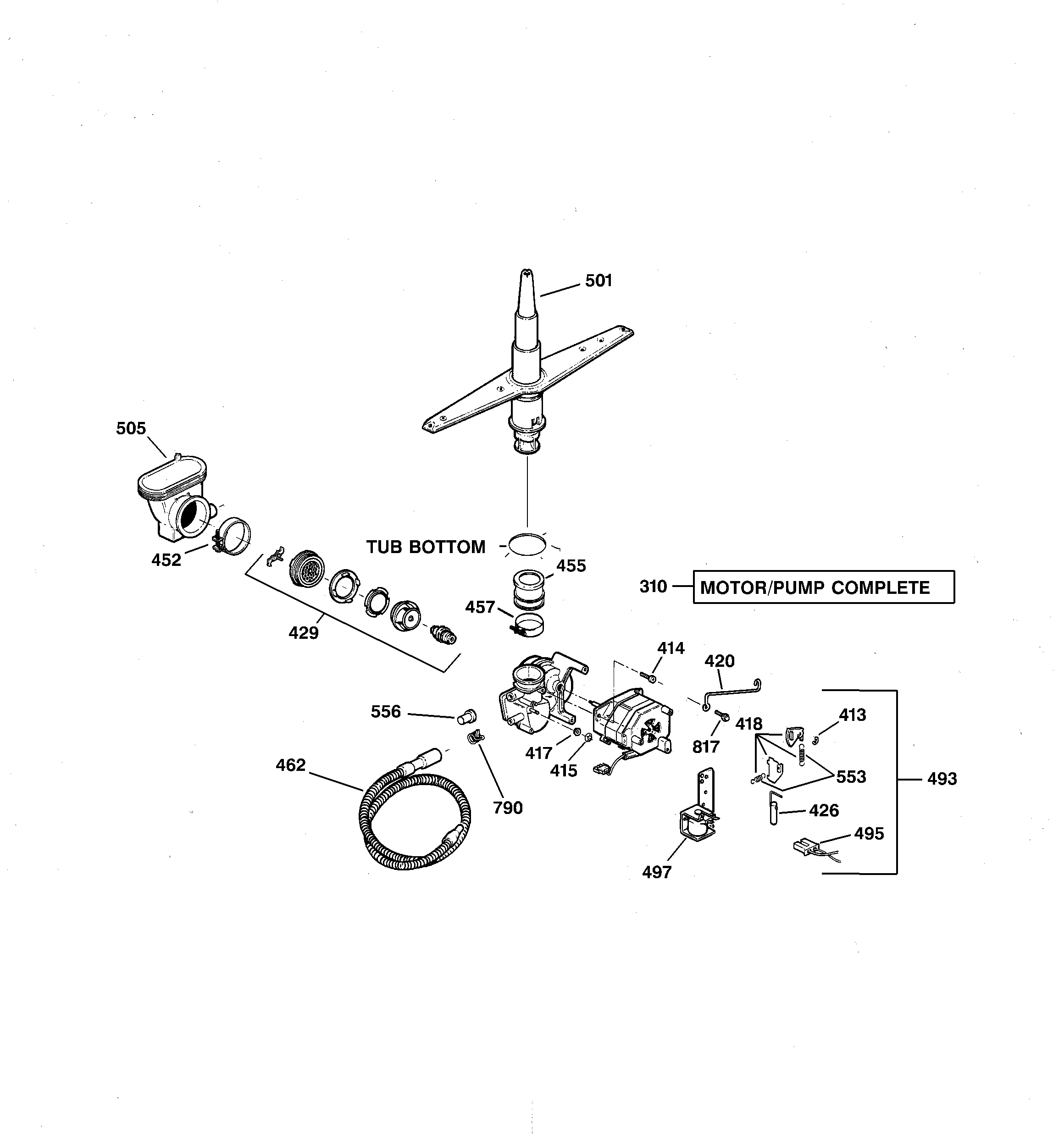 GE GSD2600G02CC motor-pump mechanism diagram
