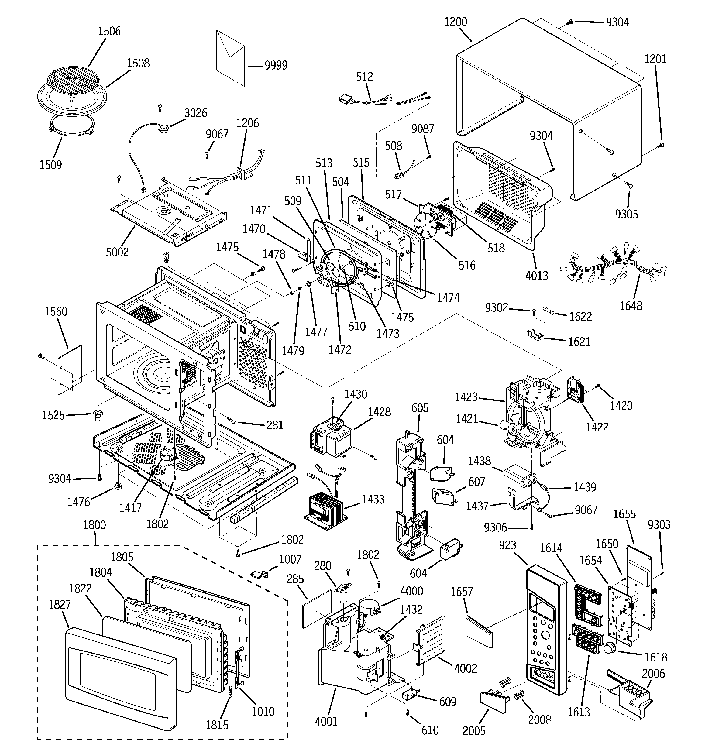 GE JE1590SH01 microwave diagram