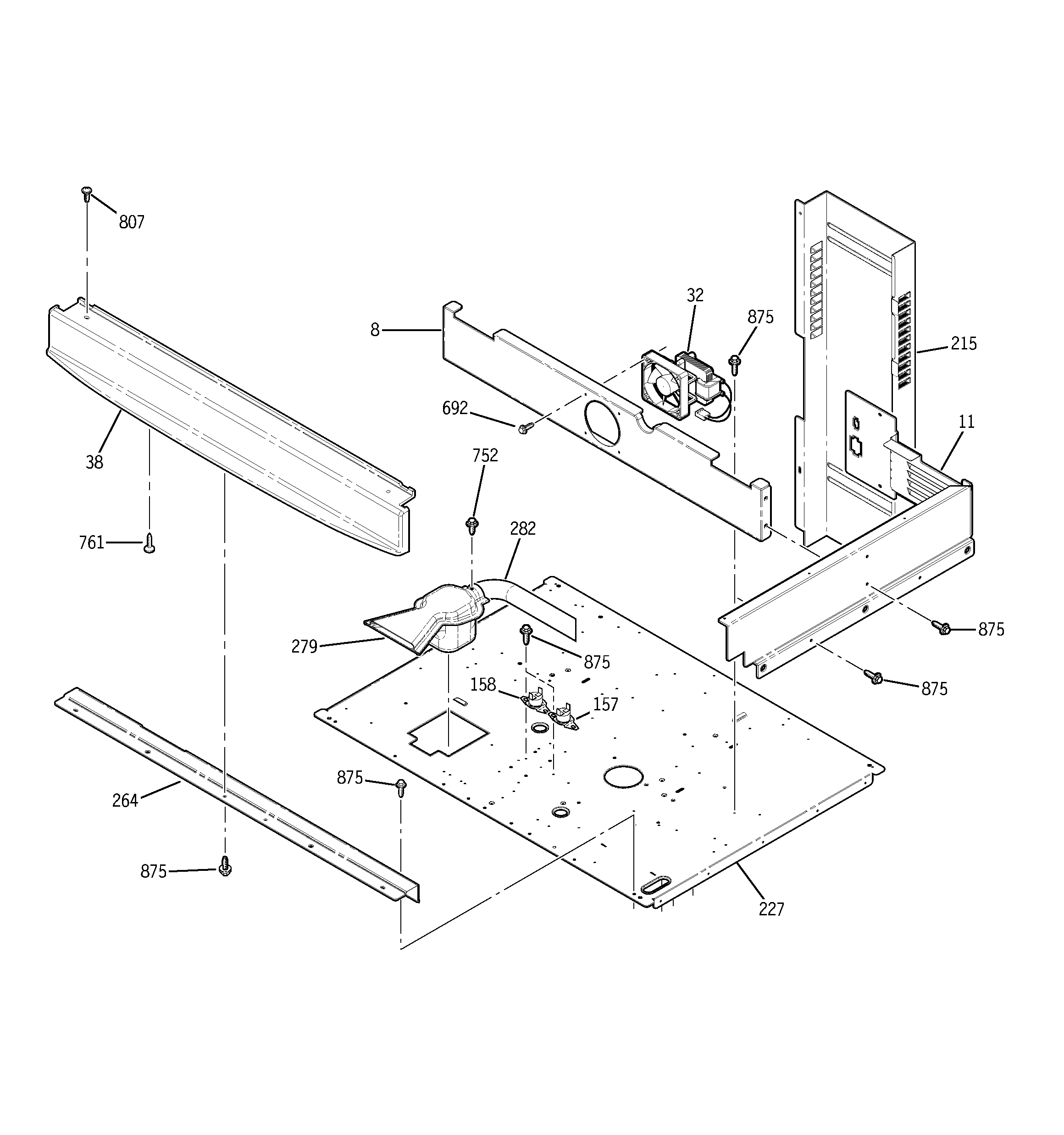 GE JTP48SF2SS center spacer diagram
