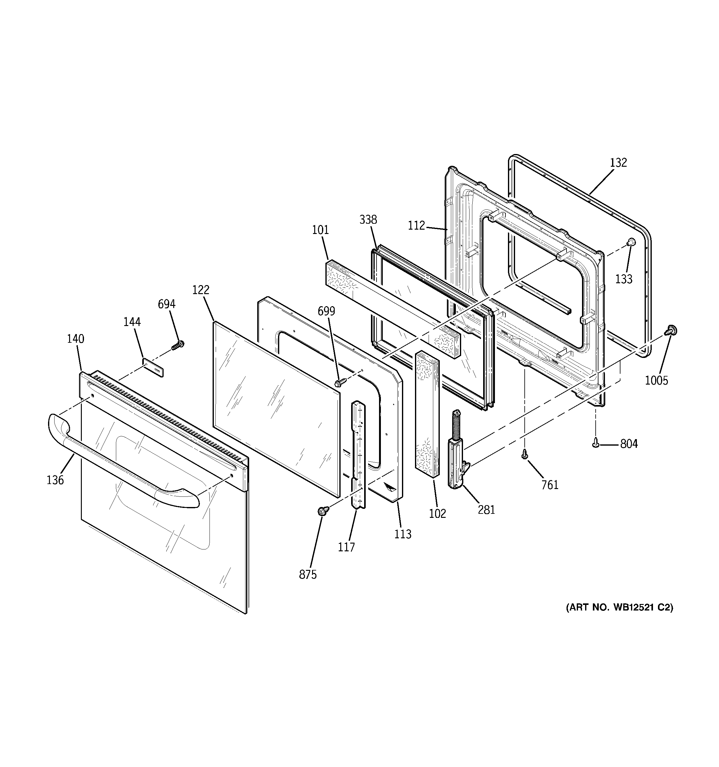 GE JCKP20WF2WW door diagram
