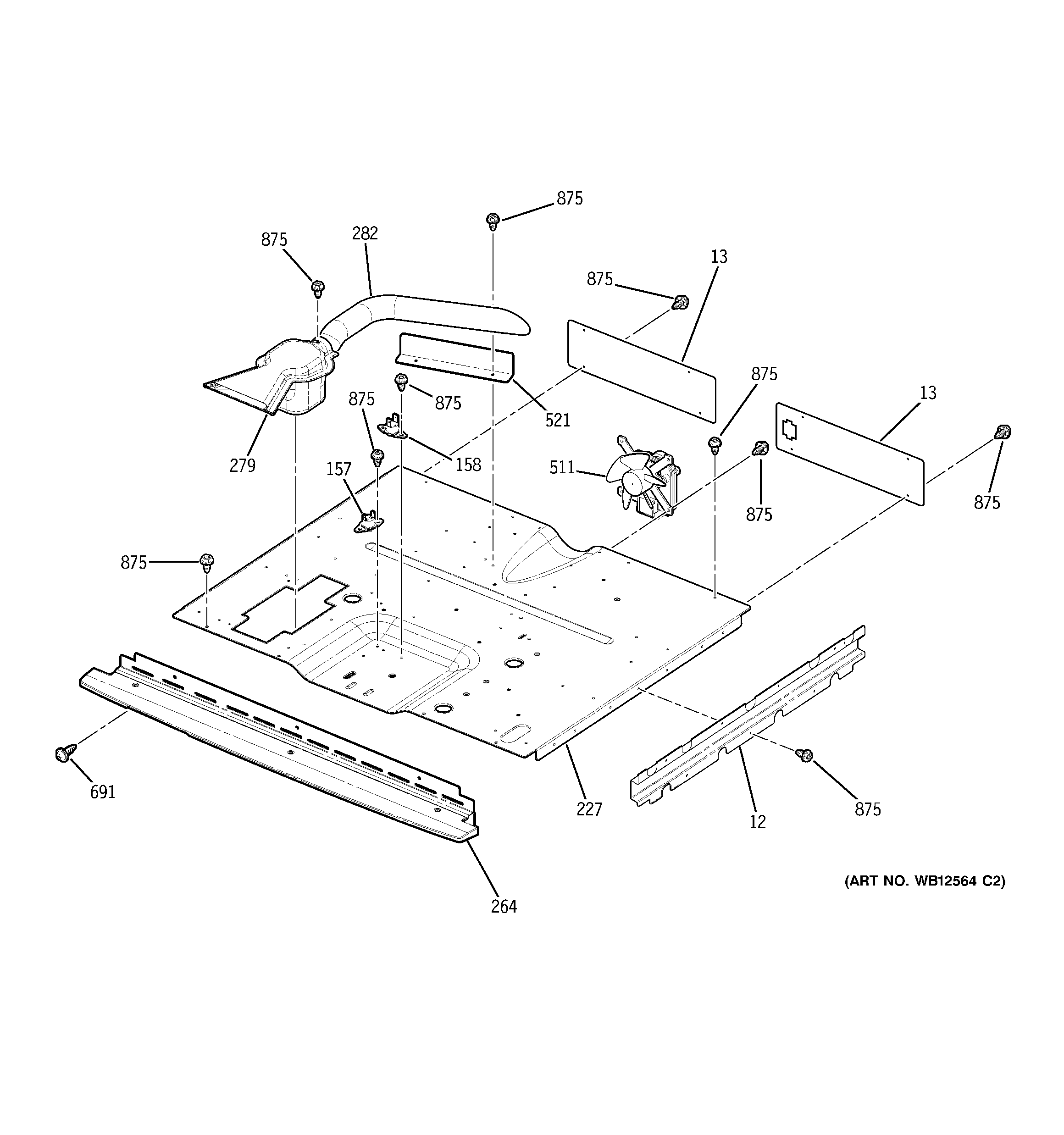 GE JKP48BF2BB center spacer diagram