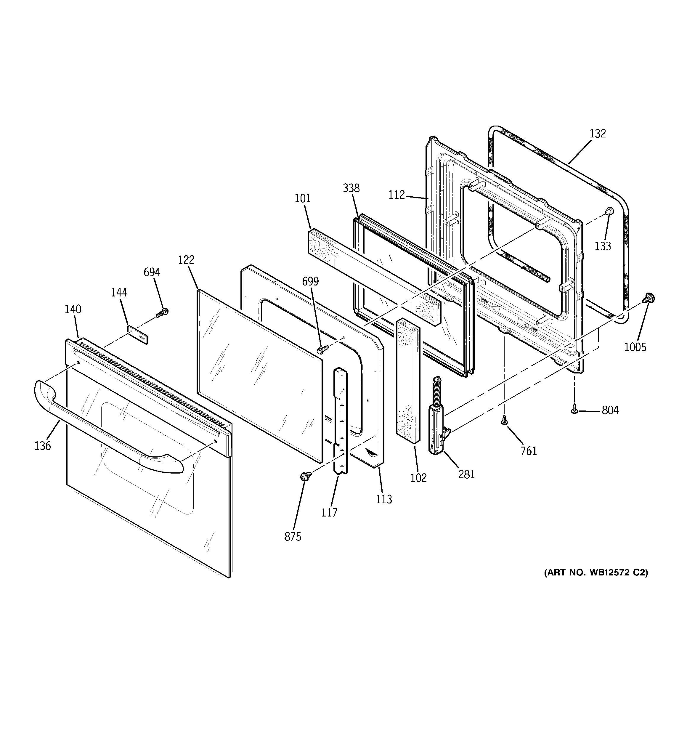 GE JKP48BF2BB door diagram