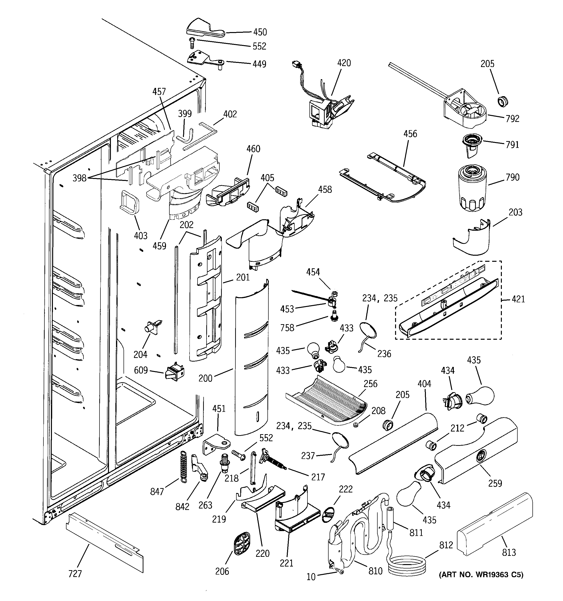 GE PCG23NHMHFBB fresh food section diagram