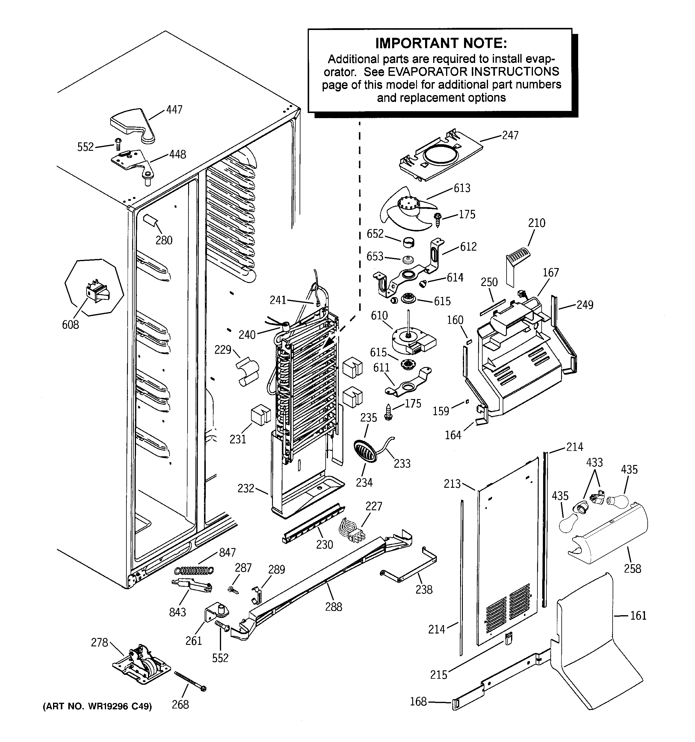 GE PSG25MCMHCBB freezer section diagram