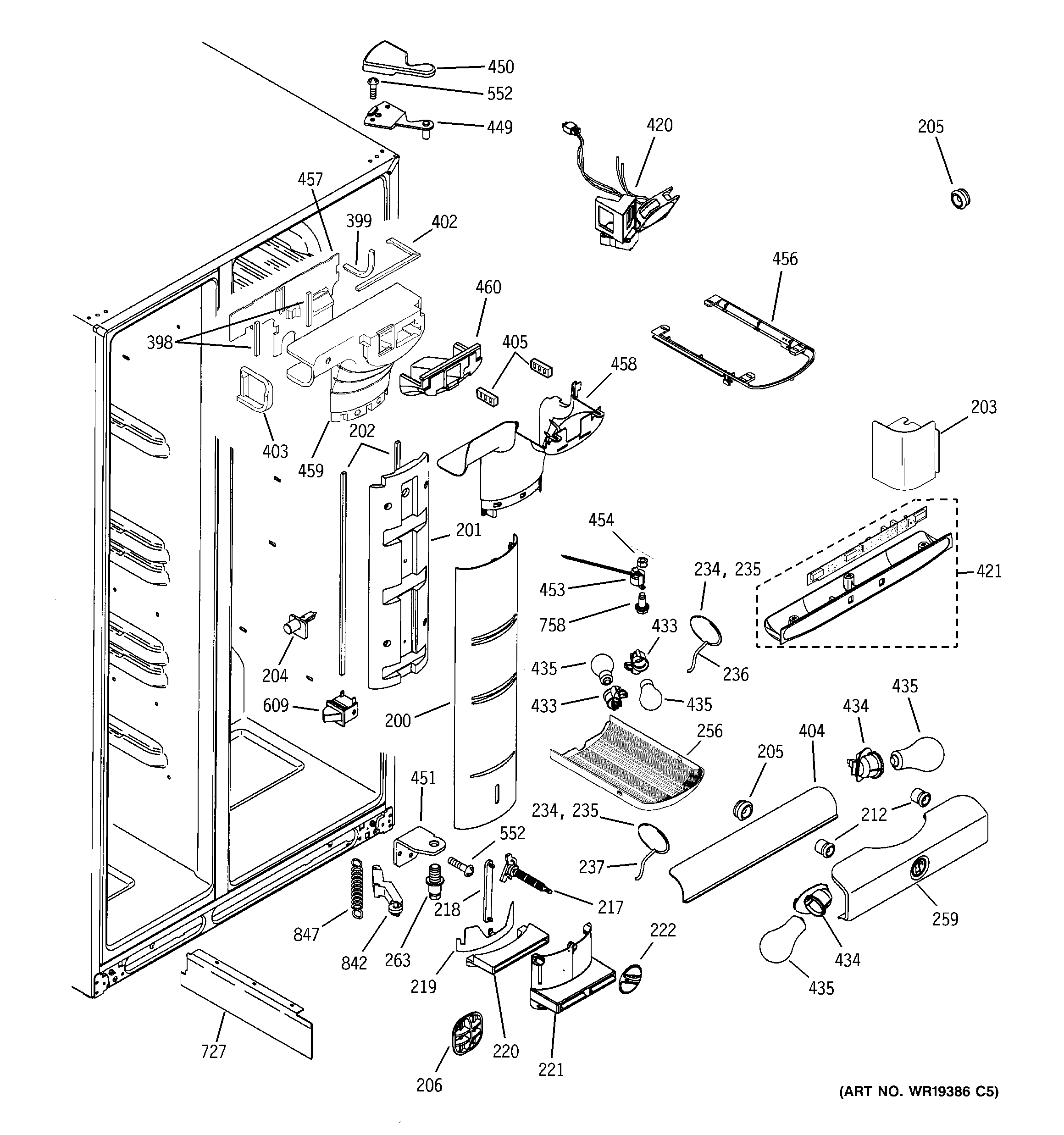 GE PSG25MCMHCBB fresh food section diagram