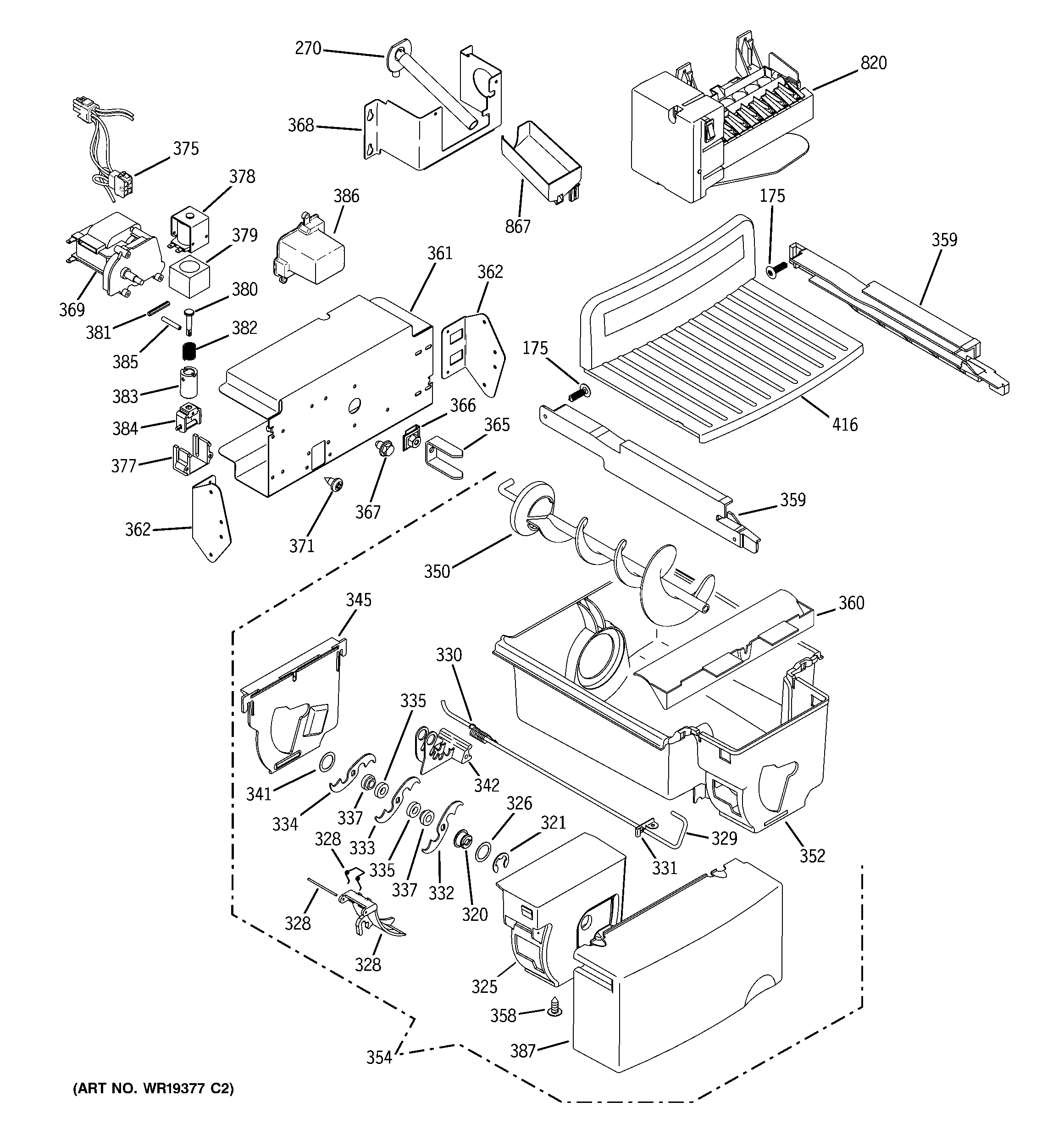 GE PSG25MIMHCWW ice maker & dispenser diagram