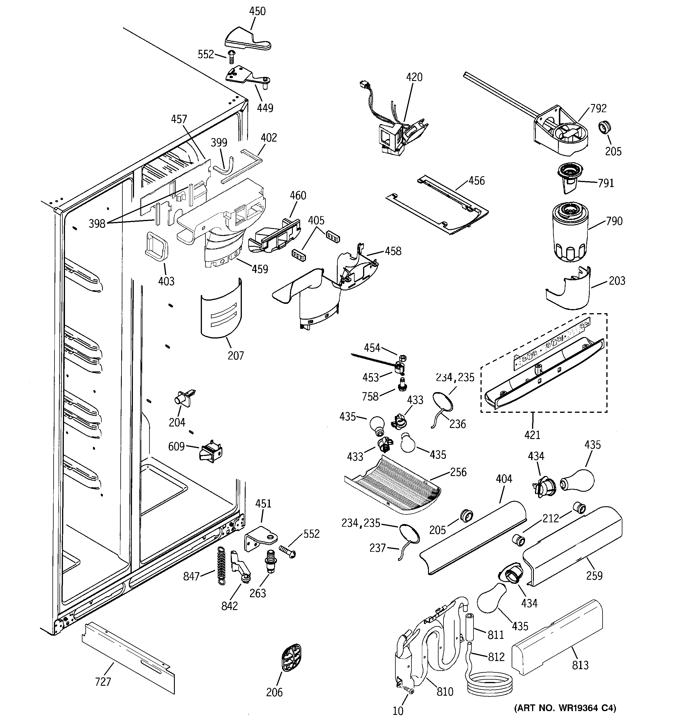 GE PSR26LSQASS fresh food section diagram