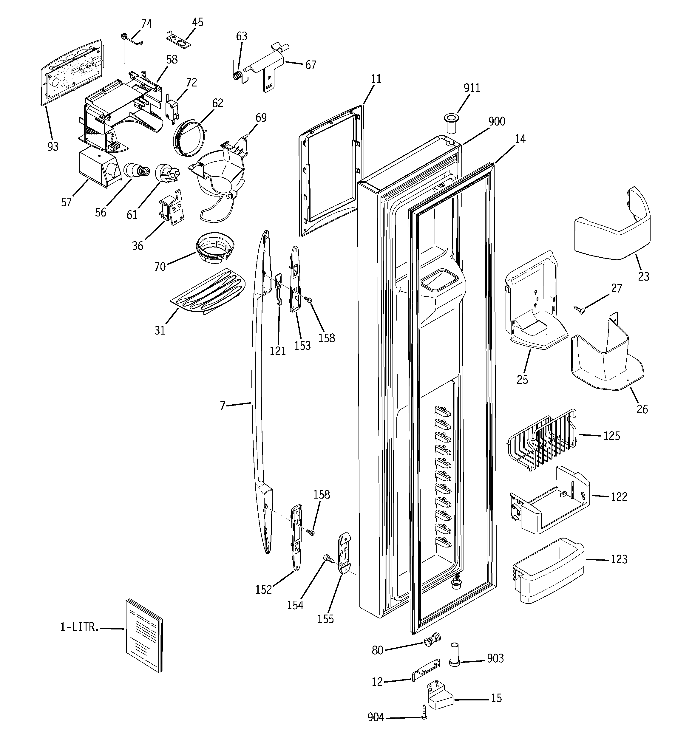 GE PSR26MSPASS freezer door diagram