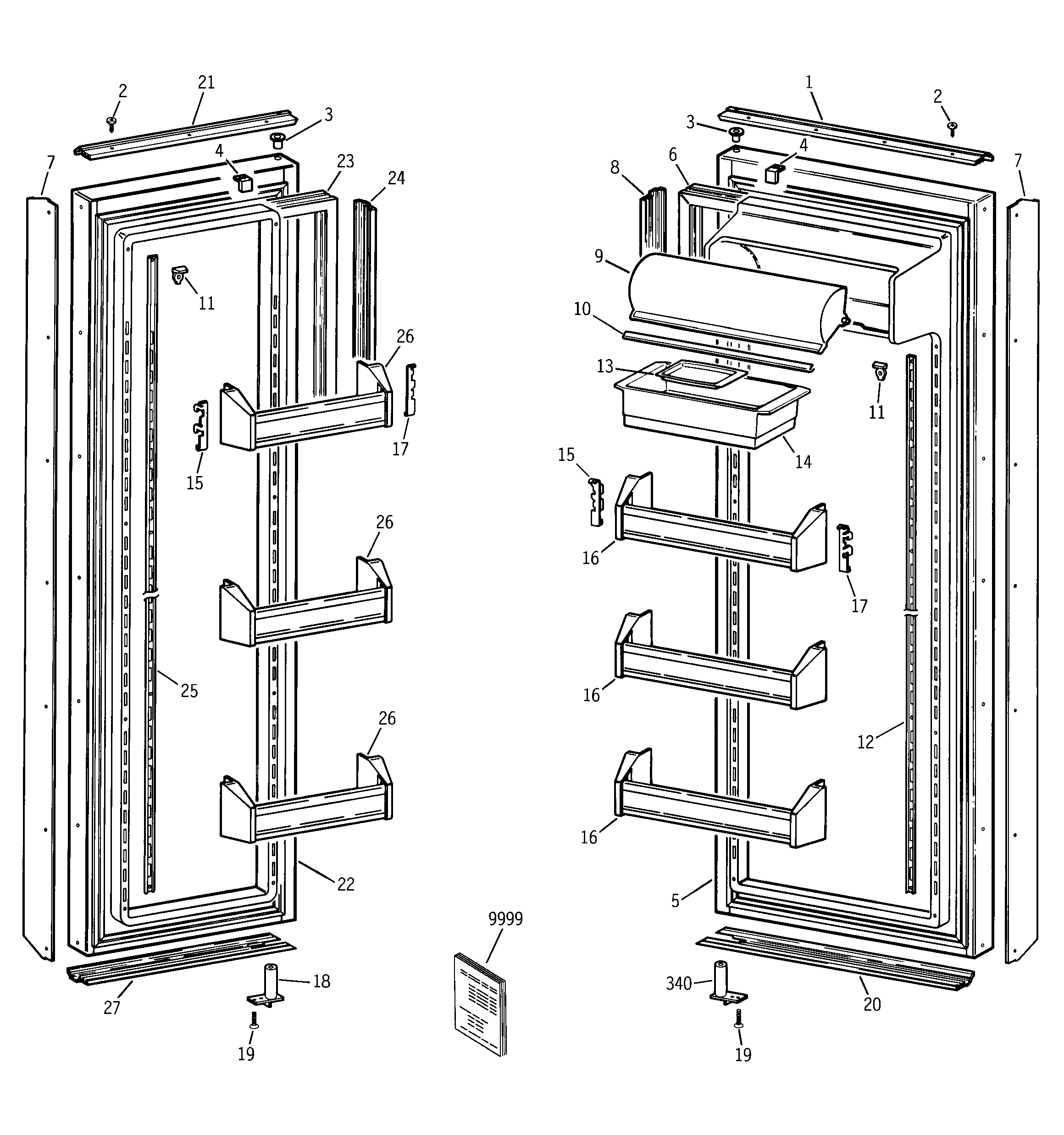 GE BIS42AJB doors diagram