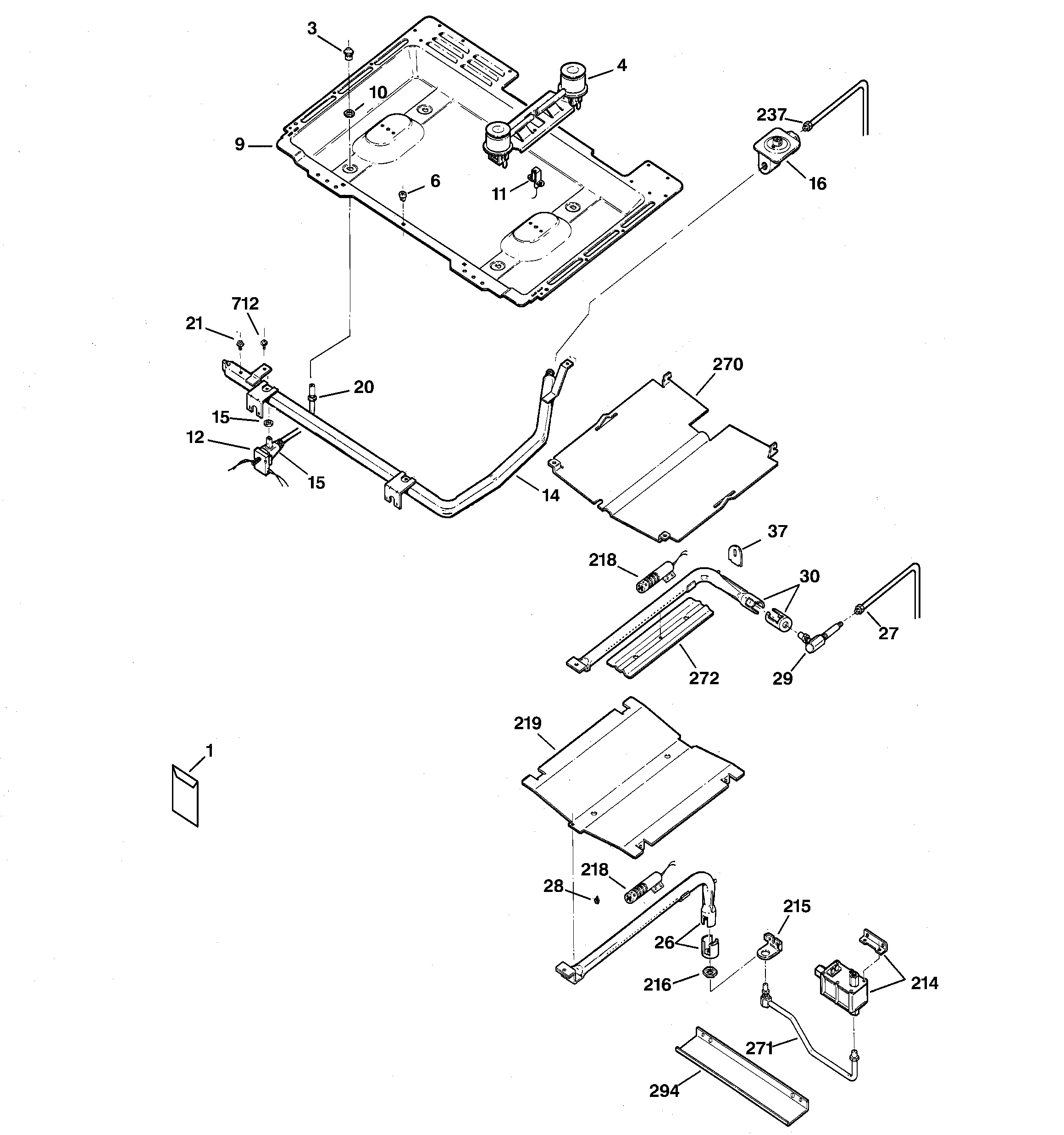 GE JGBP24BEH1CT gas & burner parts diagram
