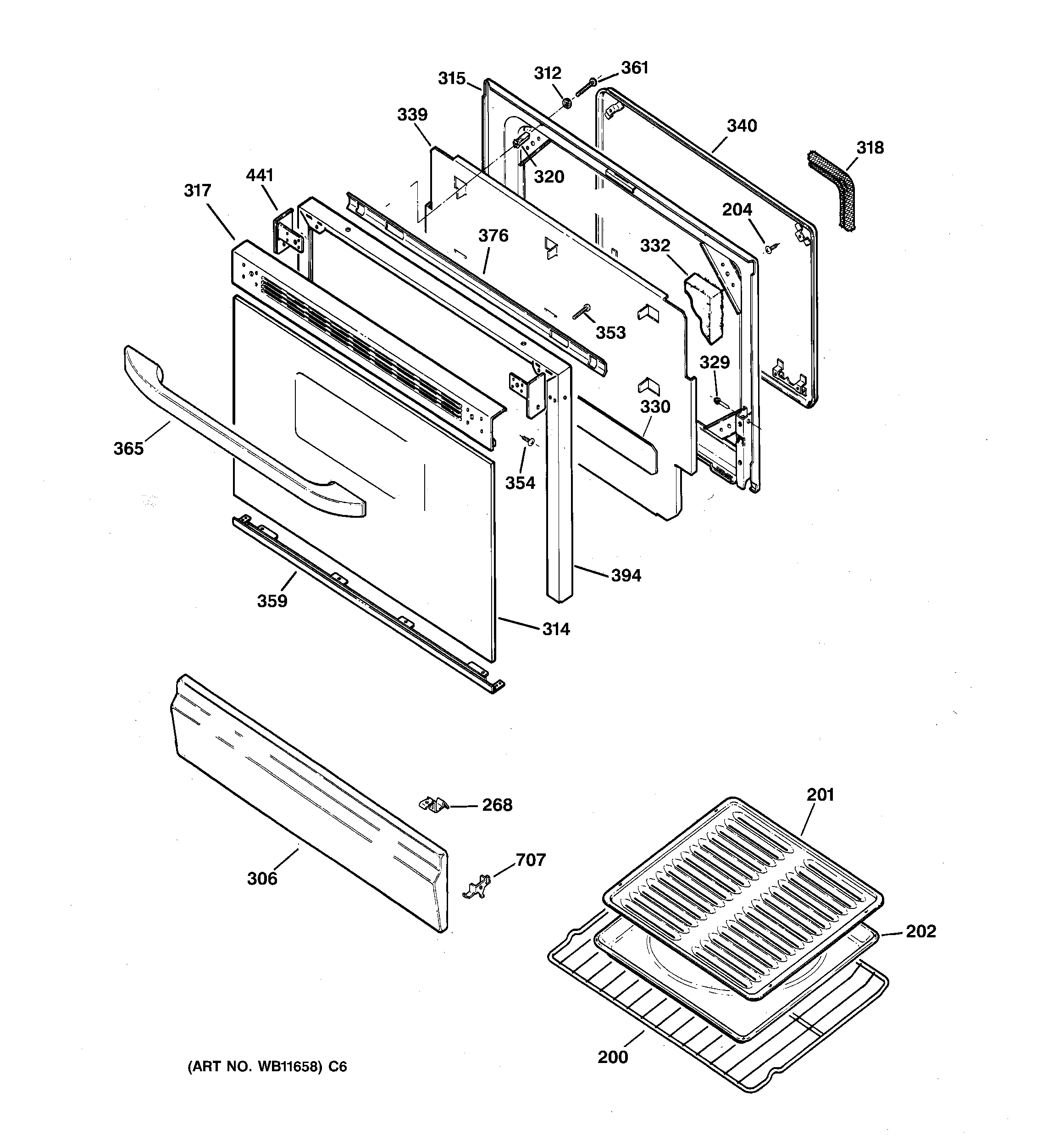 GE JGBP24BEH1CT door & drawer parts diagram