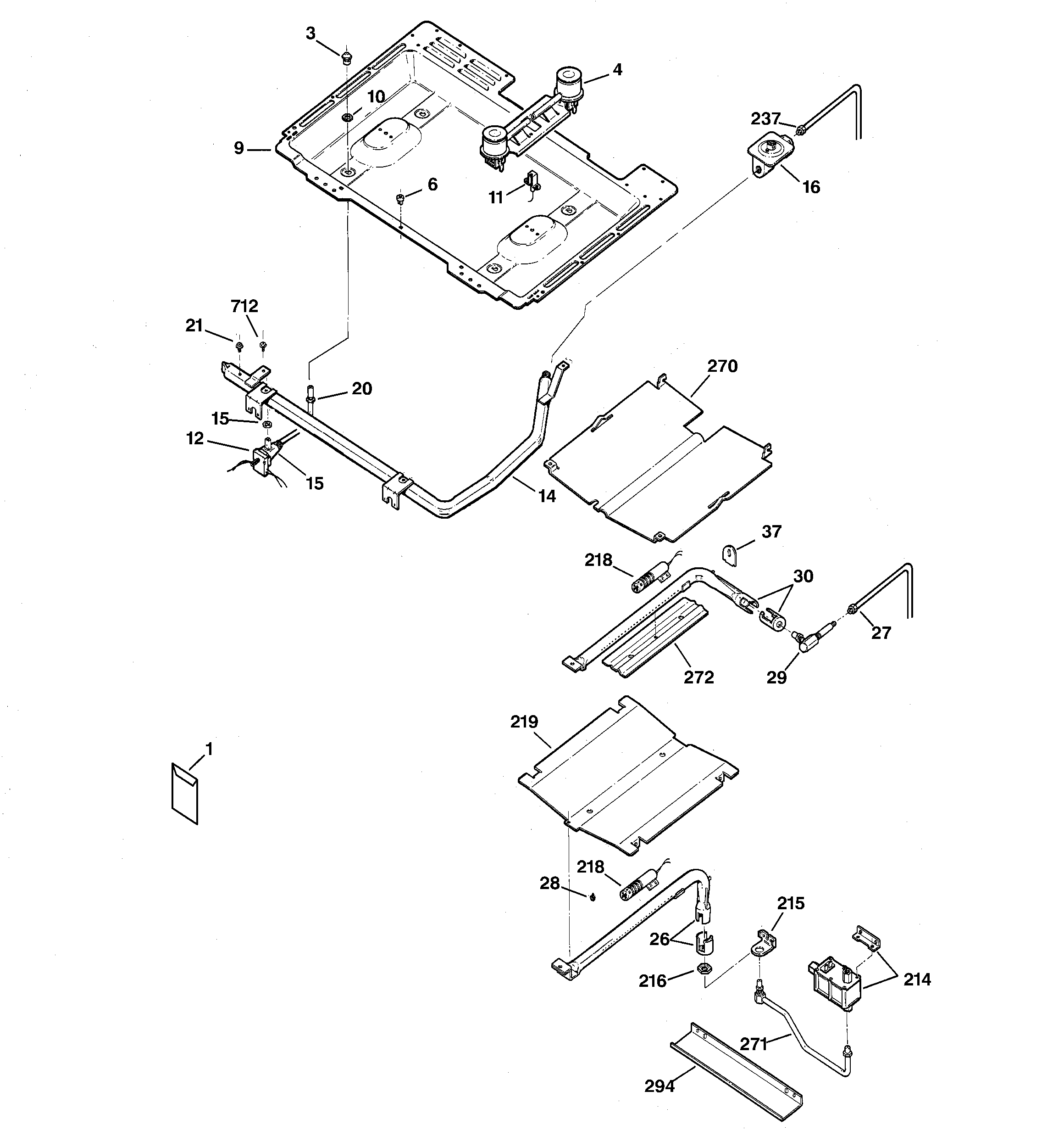GE JGBP26CEH1CC gas & burner parts diagram