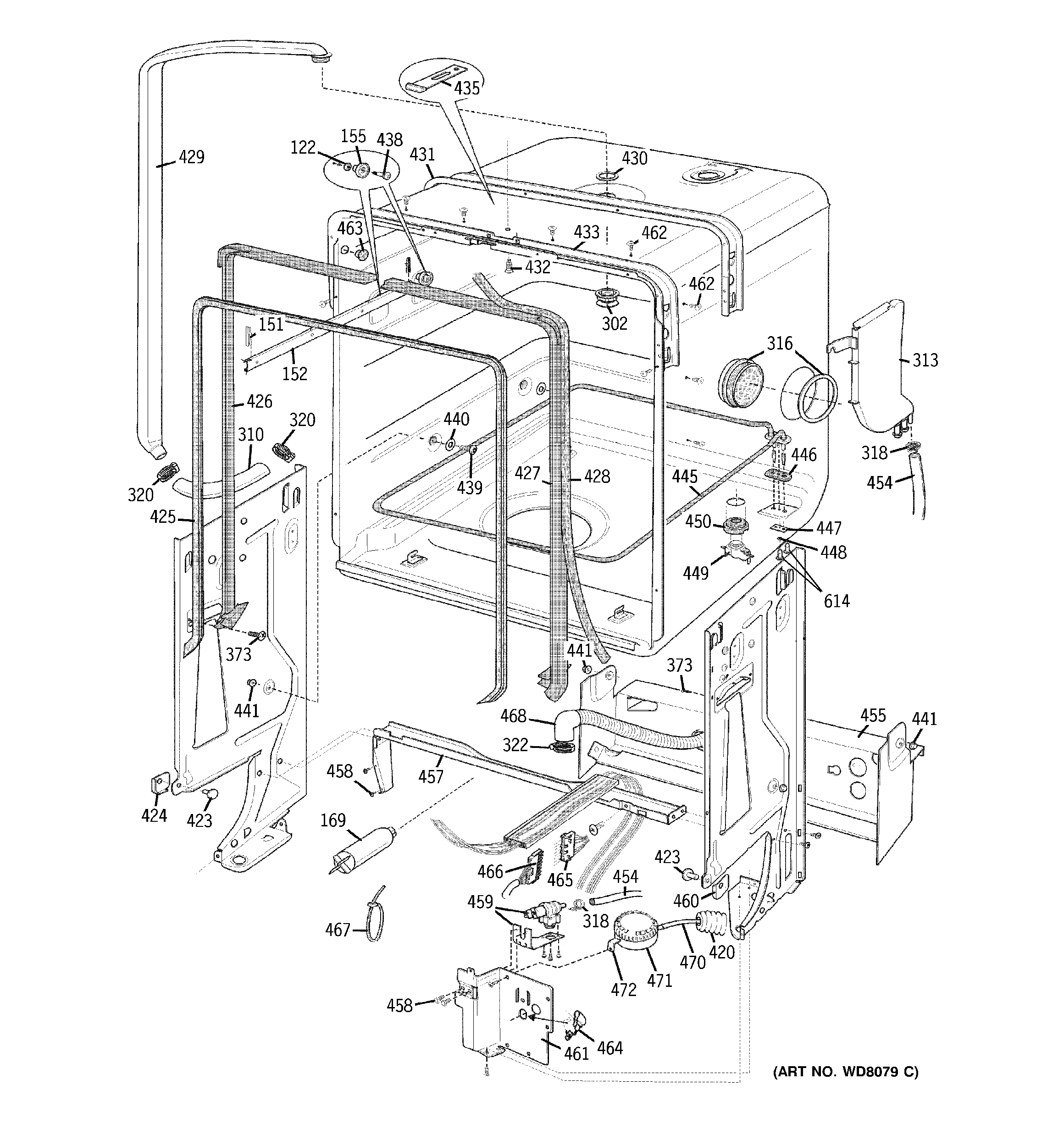 GE PDW8000G0SS liner assembly diagram