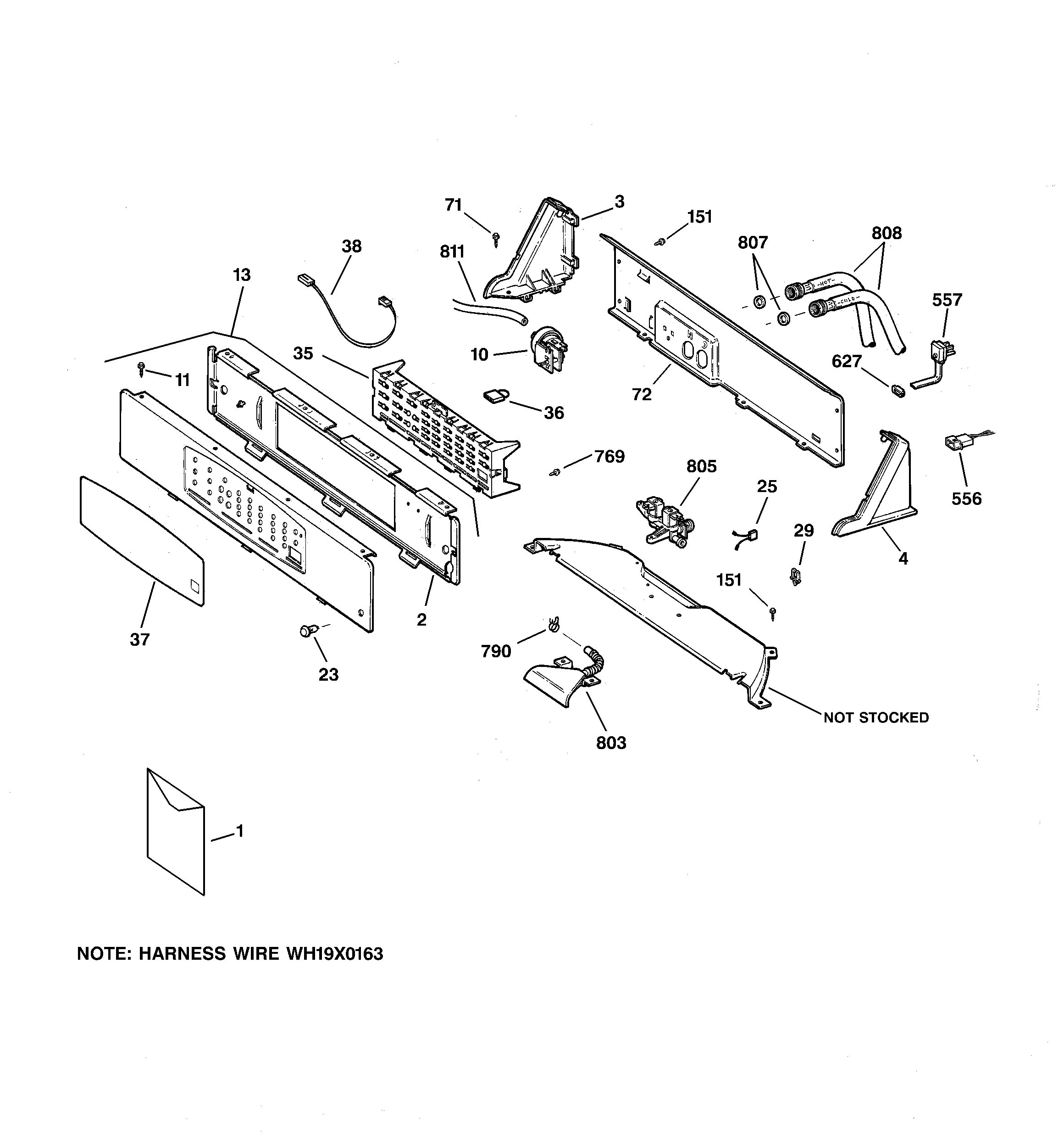 GE WPSB8060B9WW controls & backsplash diagram