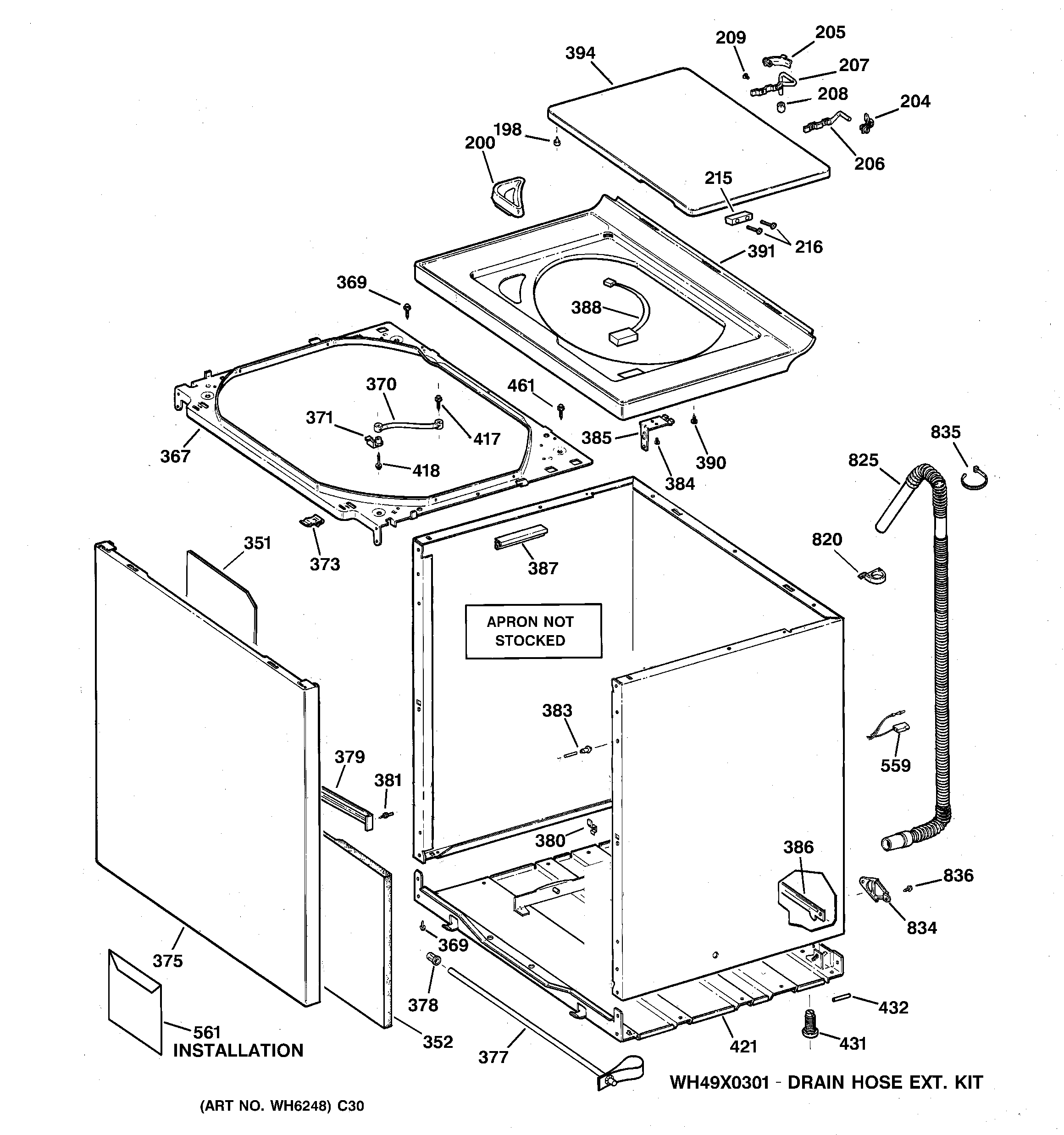 GE WPSB8060B9WW cabinet, cover & front panel diagram