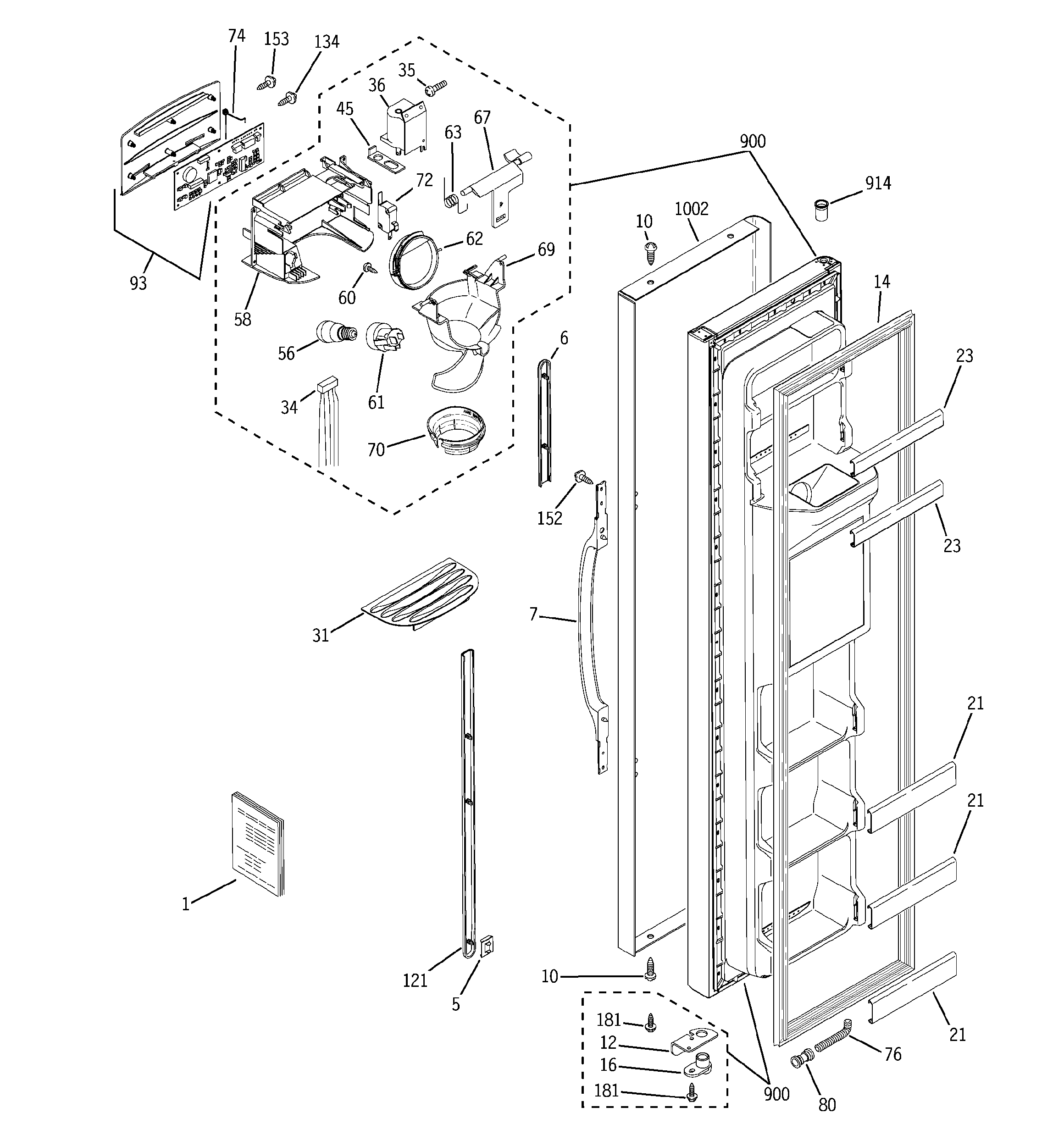 GE GSS25SGPABS freezer door diagram