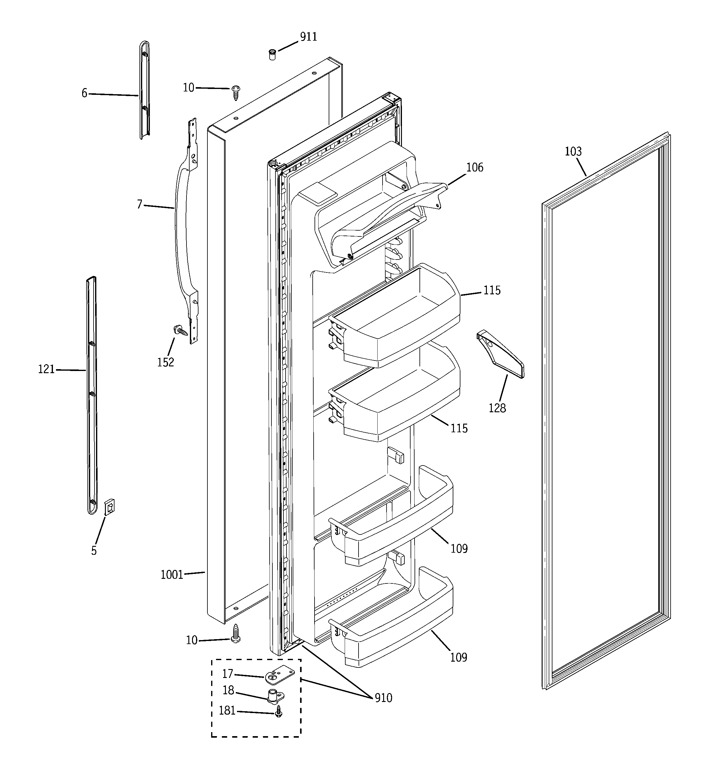 GE GSS25SGPABS fresh food door diagram