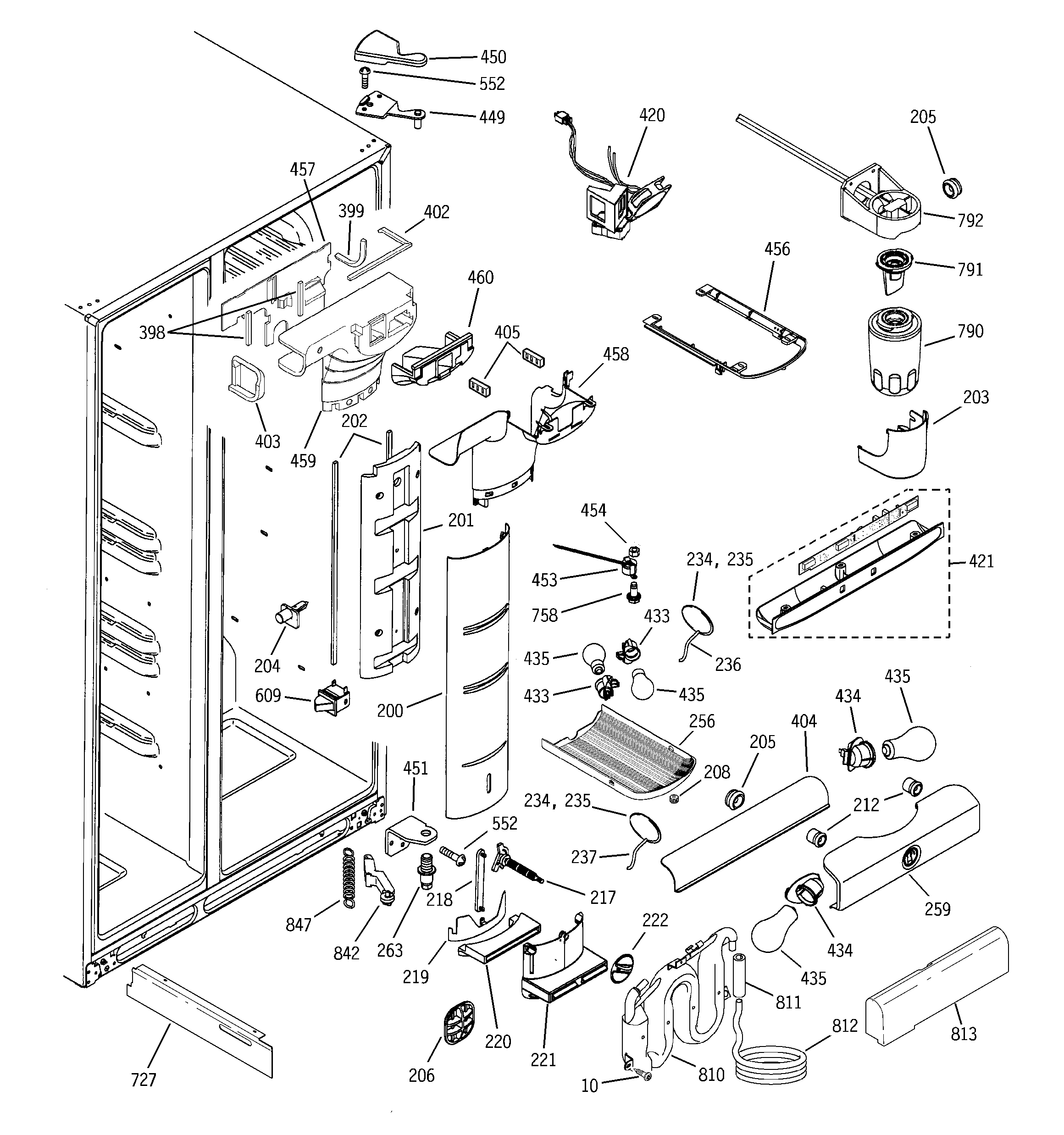 GE PCT23MGPAWW fresh food section diagram