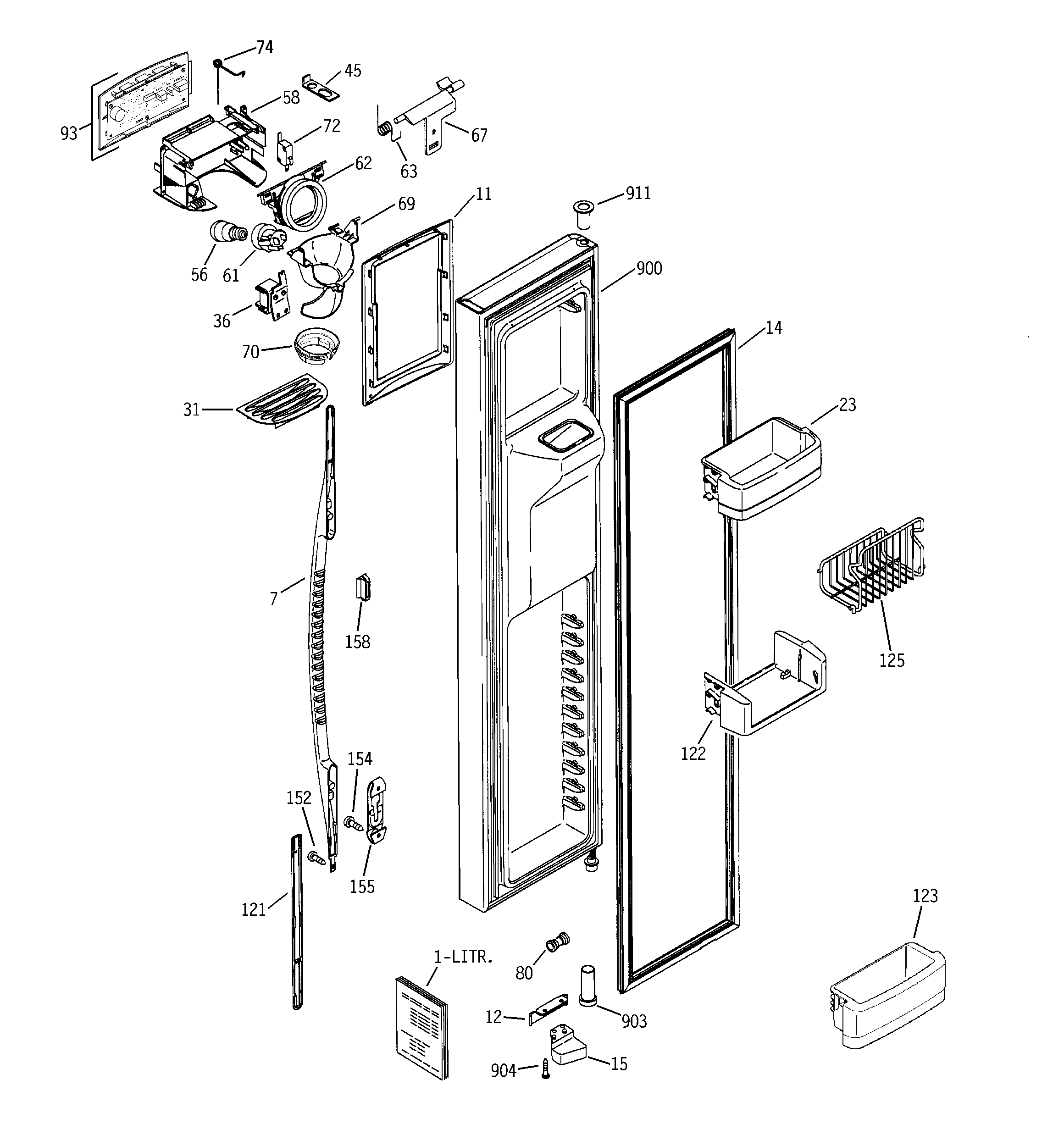 GE PSK27MGNCCCC freezer door diagram