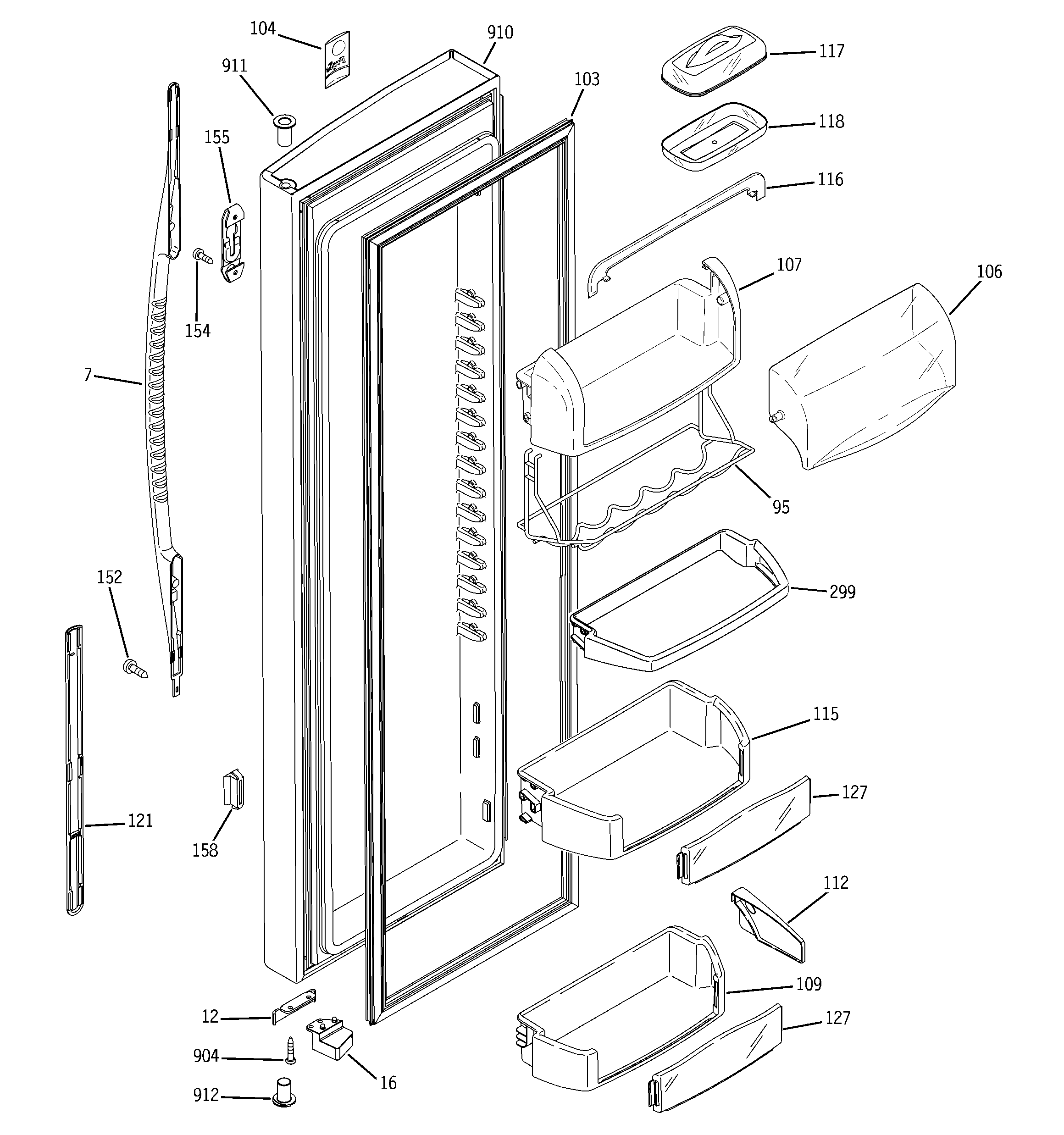 GE PSK27MGNCCCC fresh food door diagram