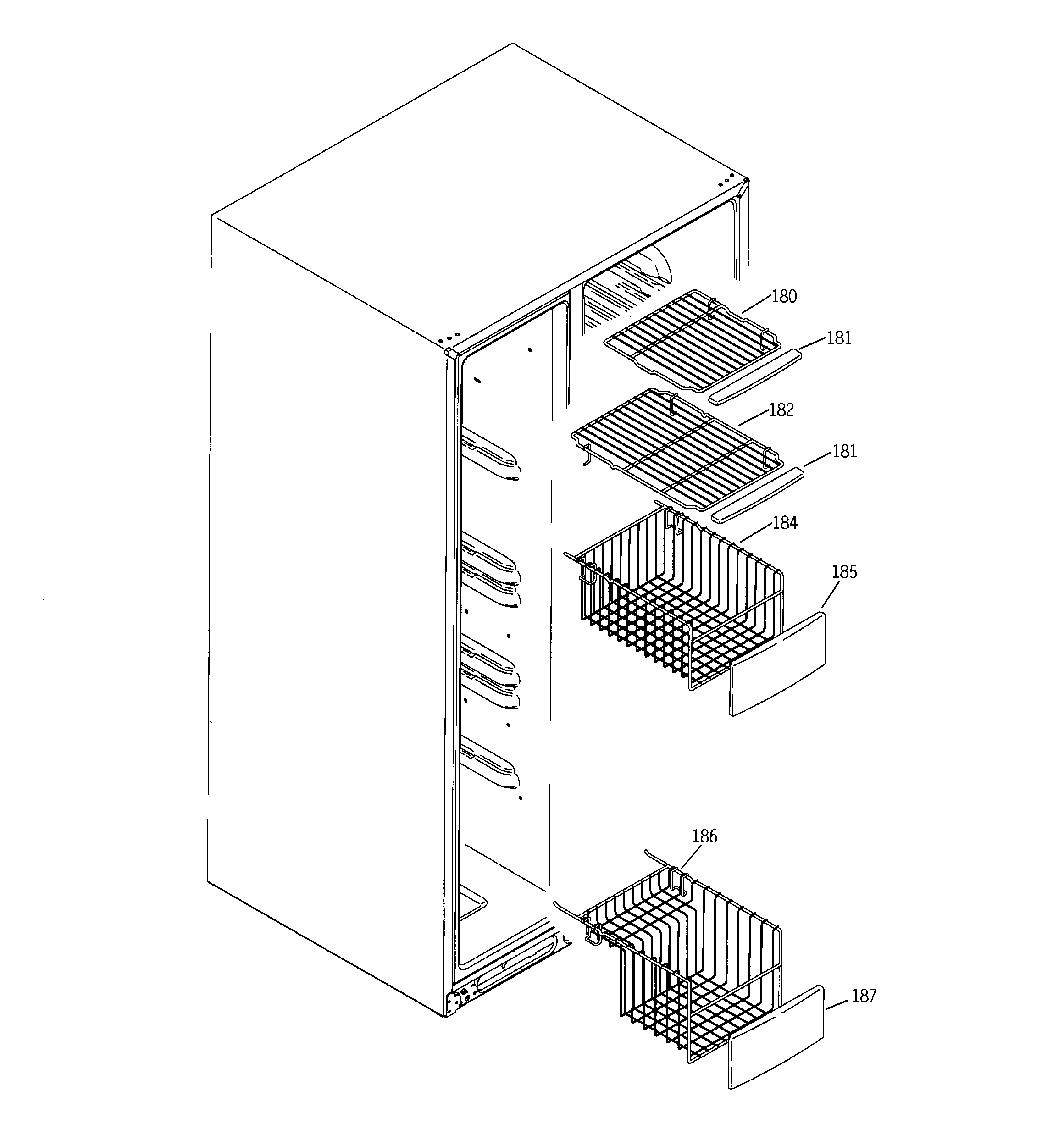 GE PSK27MGNCCCC freezer shelves diagram
