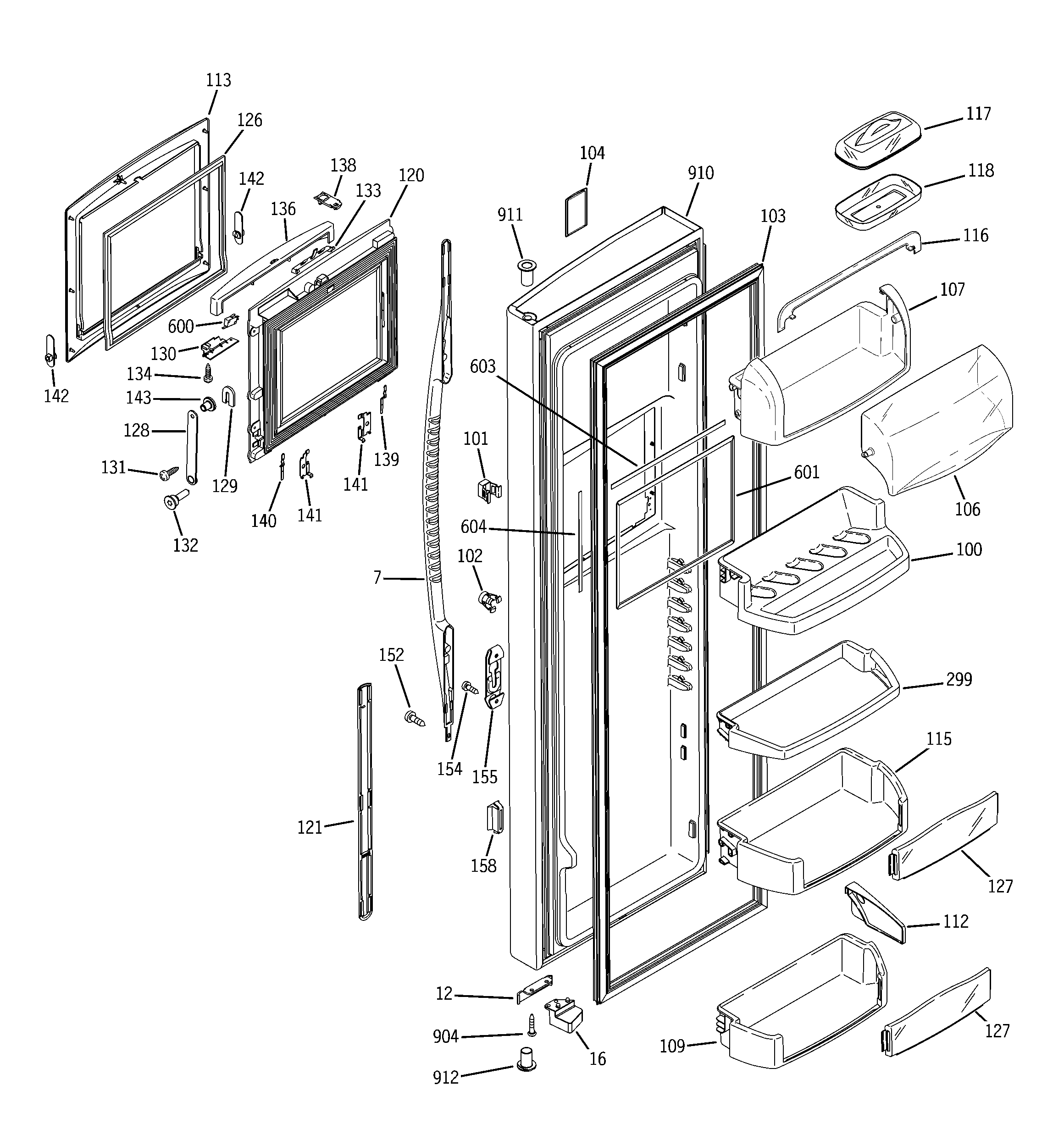 GE PSK27NHNCCWW fresh food door diagram