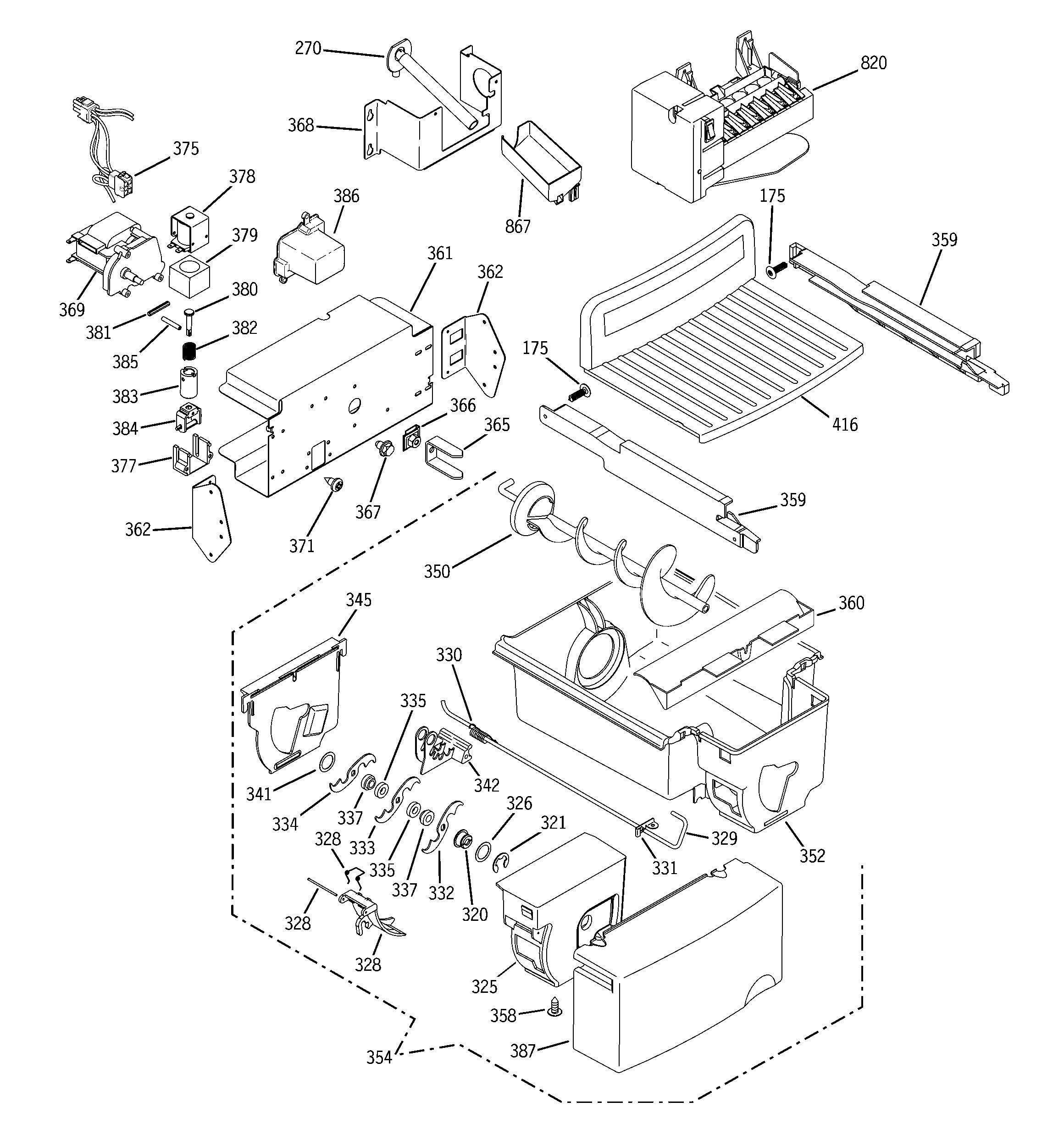 GE PSK27NHNCCWW ice maker & dispenser diagram
