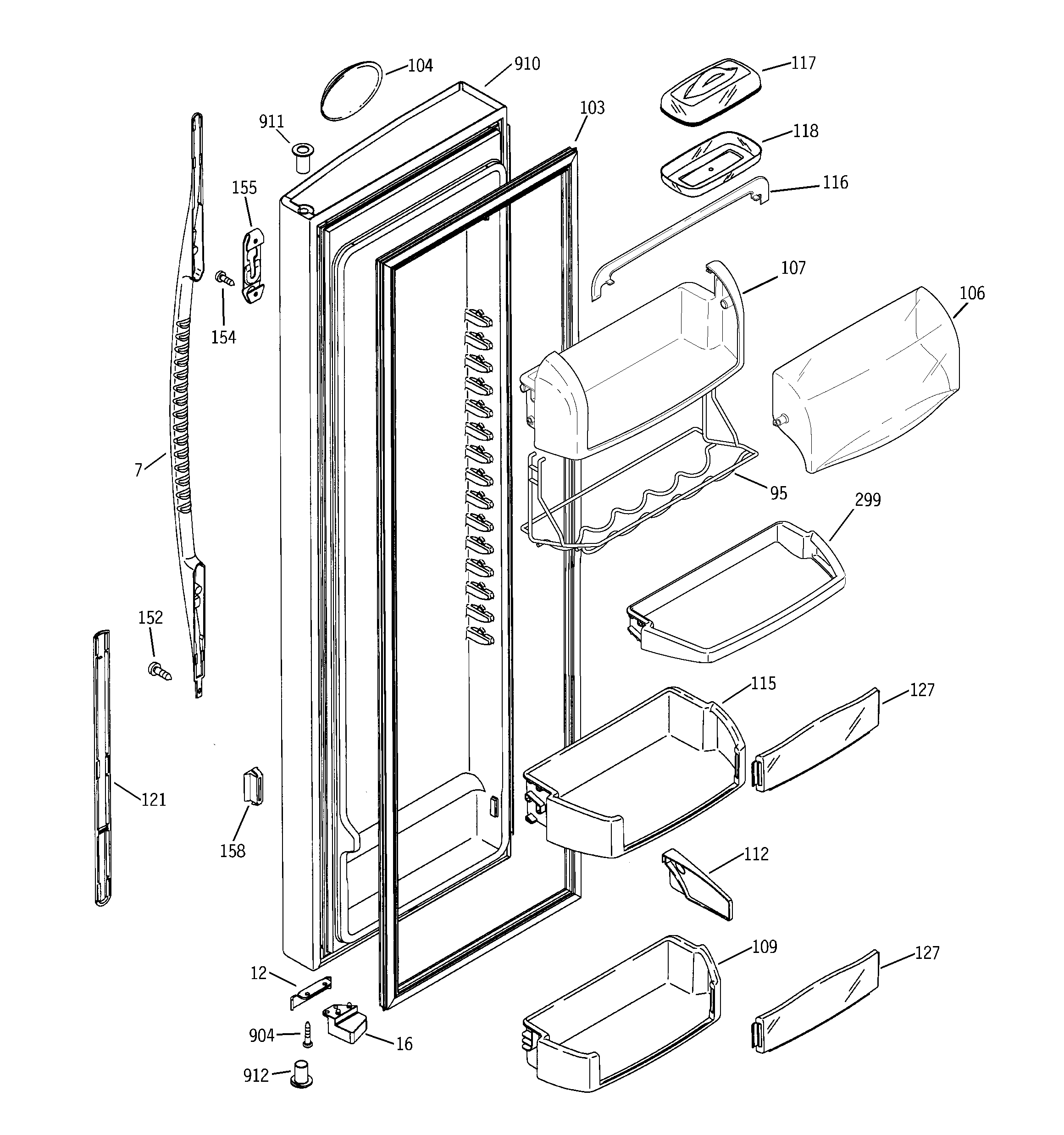 GE PSK29NGNCCCC fresh food door diagram