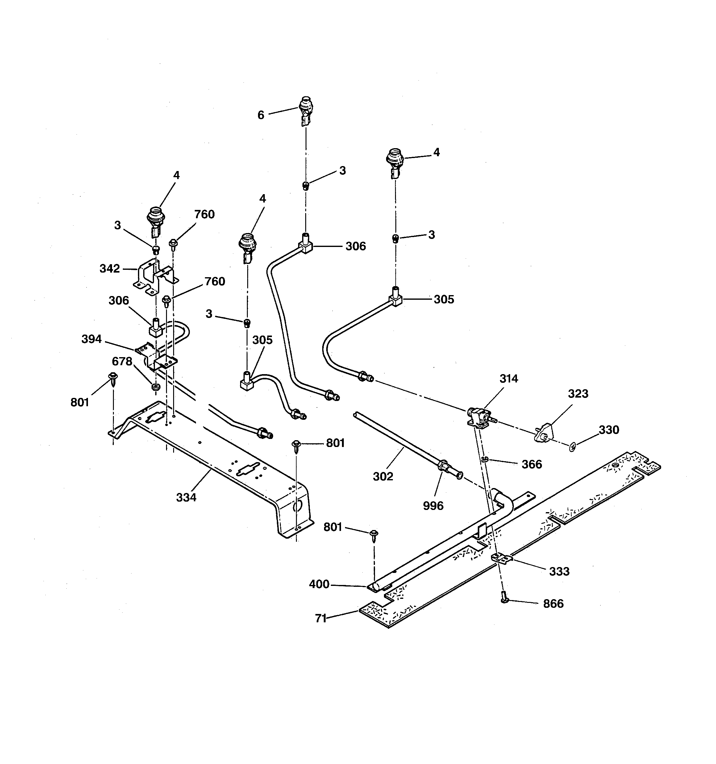 GE JGSP23CEY1CC surface burner diagram