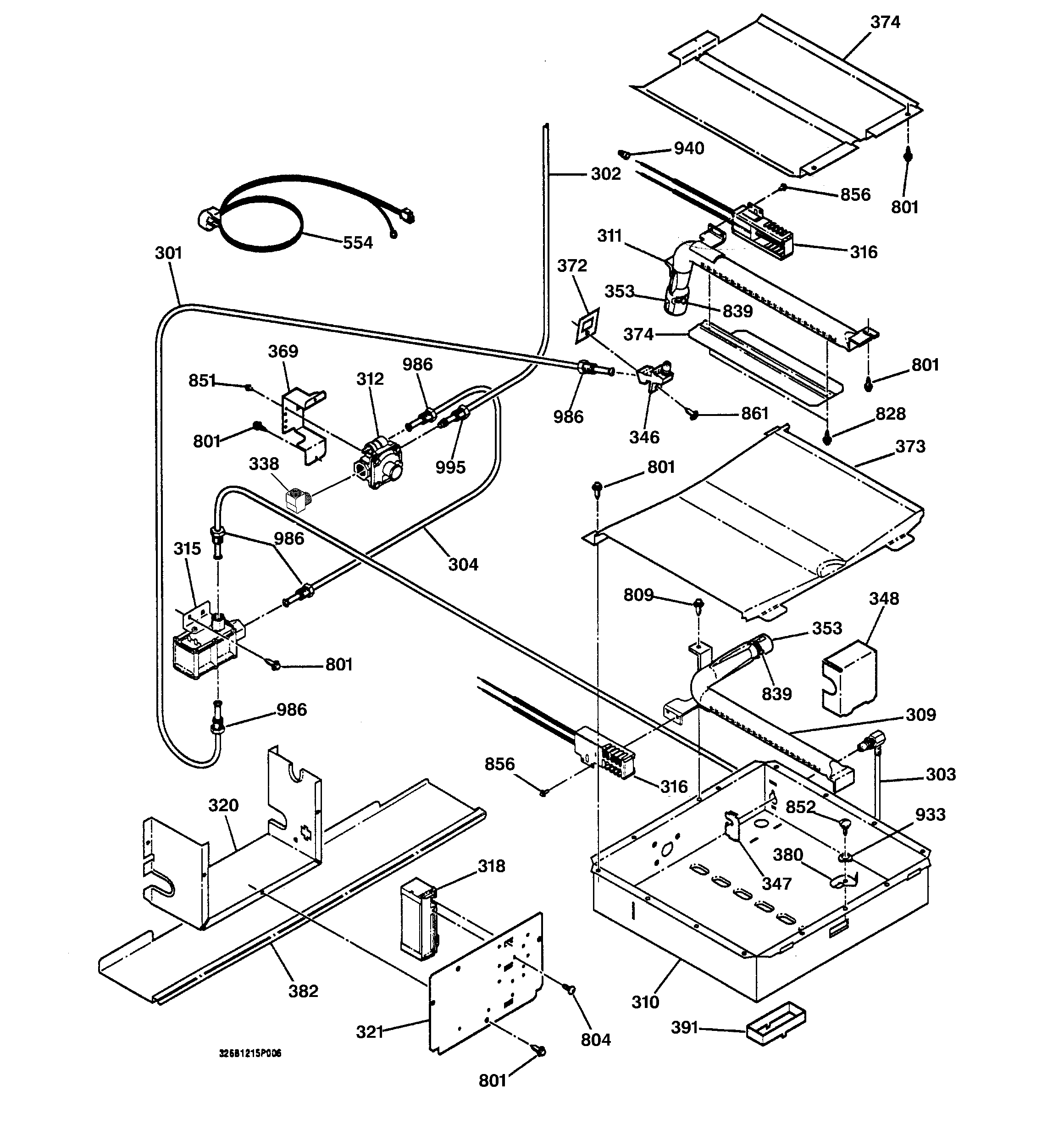 GE JGSP23CEY1CC oven burner diagram