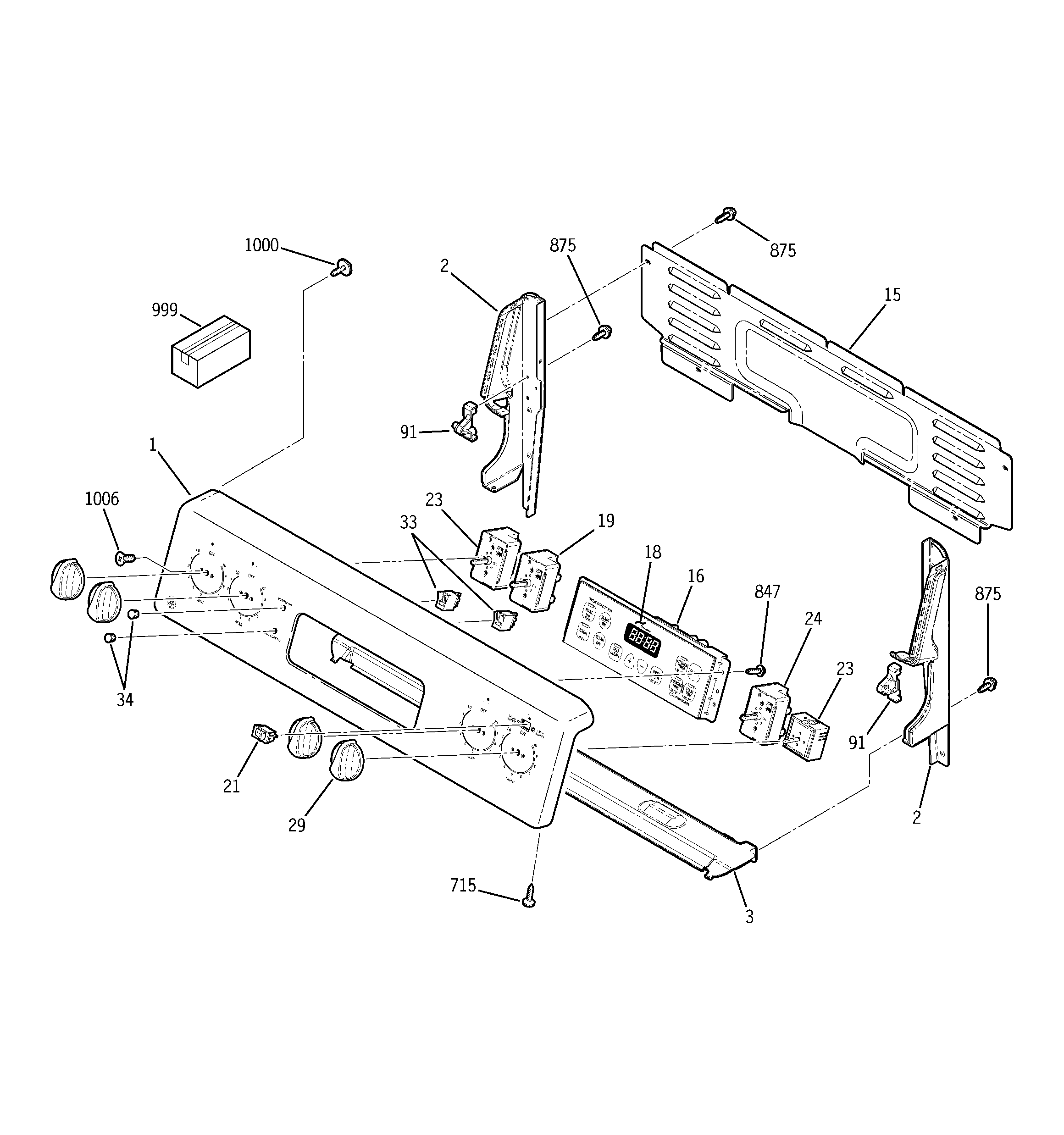 GE JB710WH2WW control panel diagram