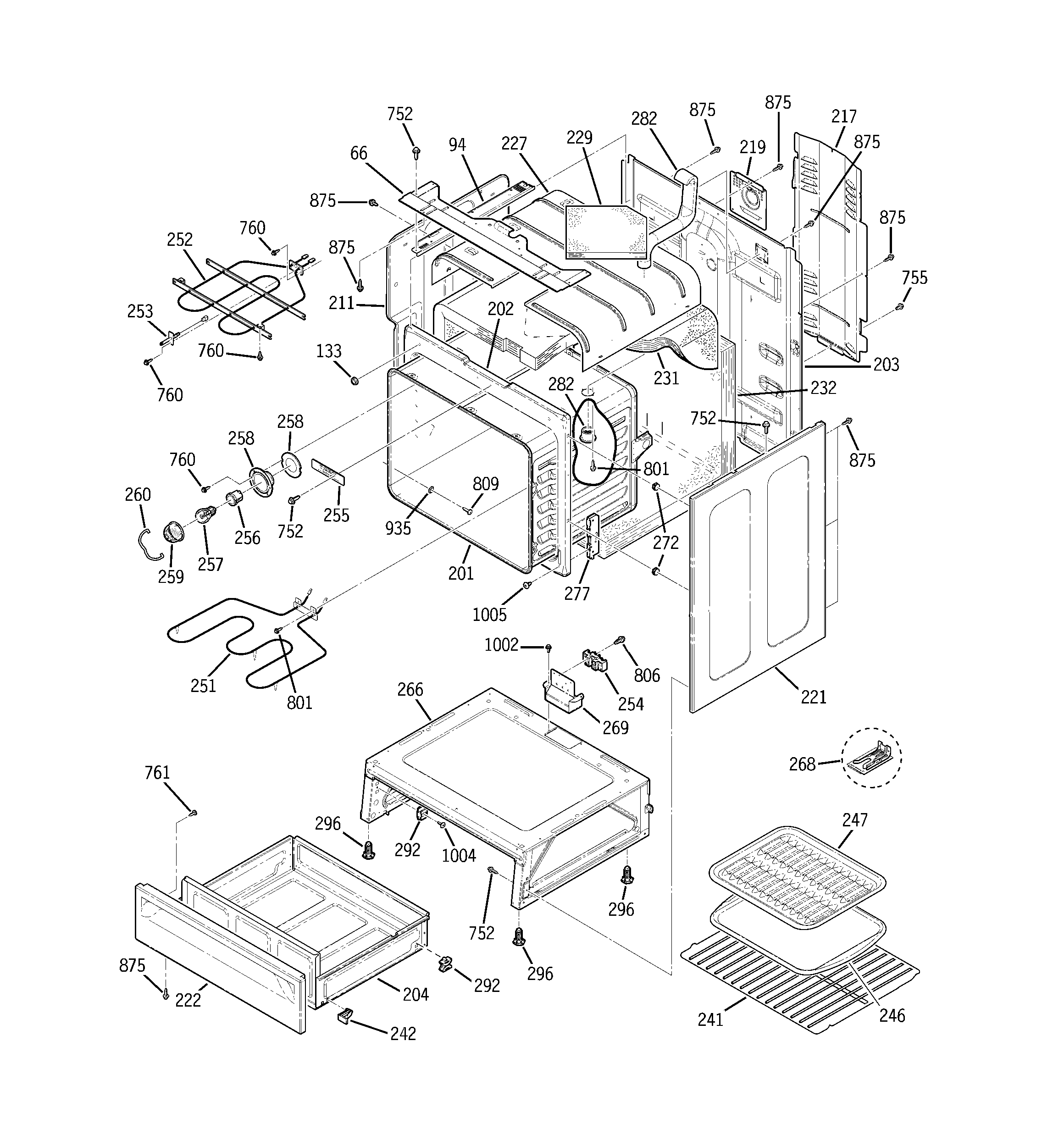 GE JBP78DH2BB body parts diagram