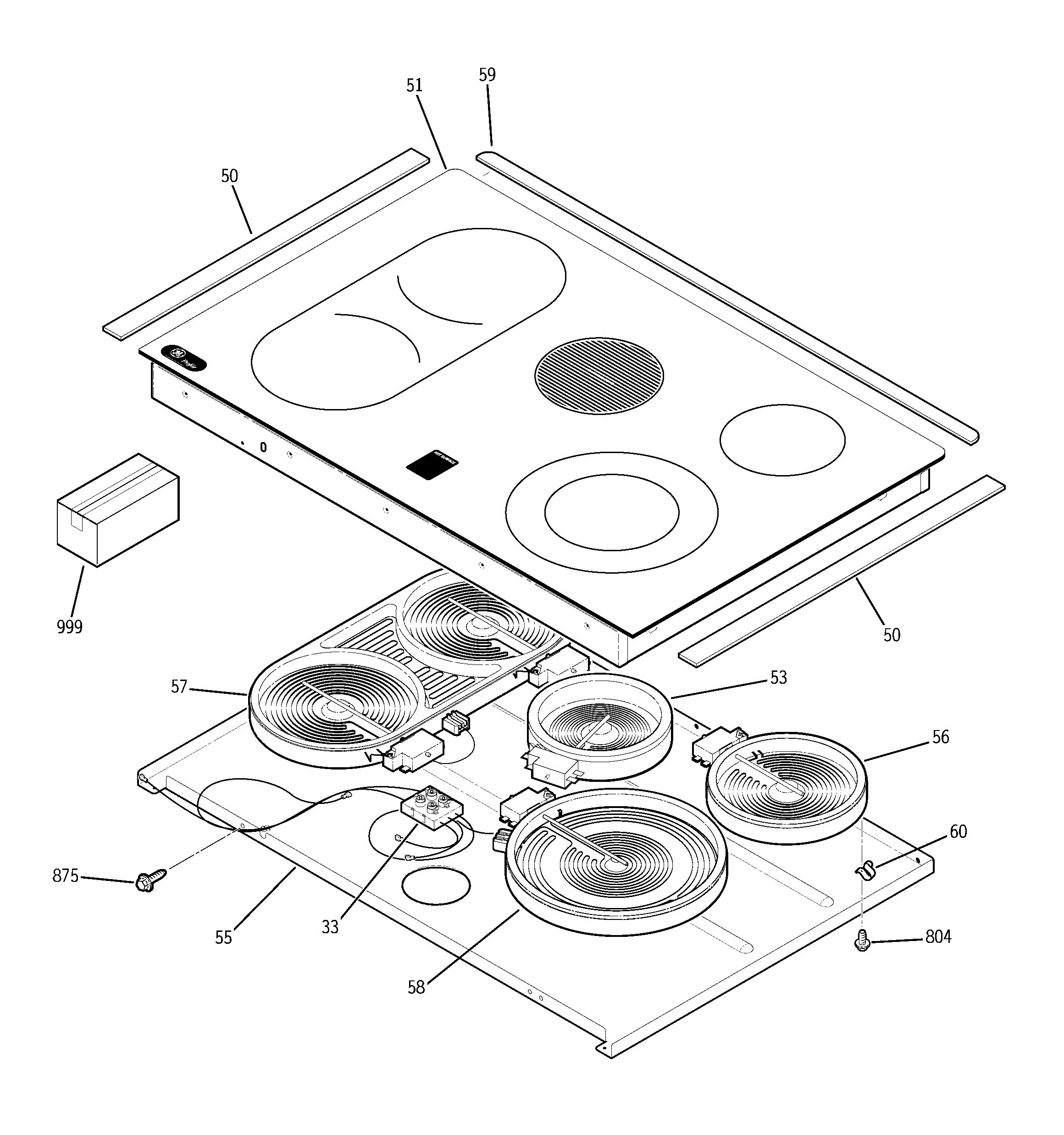 GE JD968SF4SS cooktop diagram