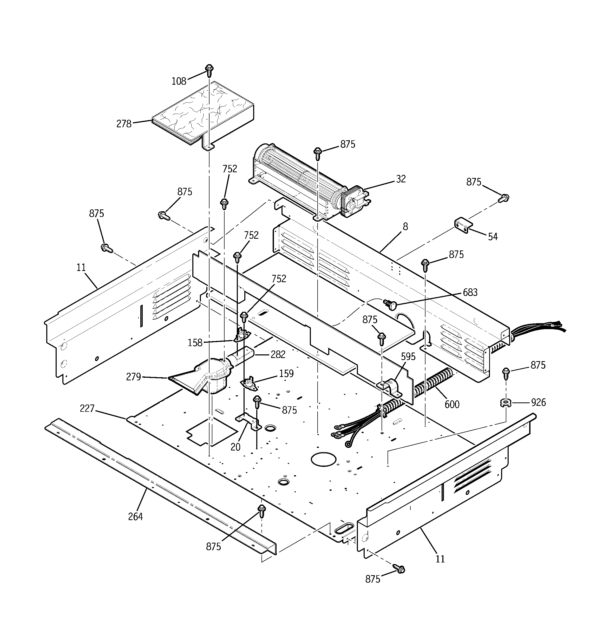 GE JDP47WF4WW cooling fan diagram