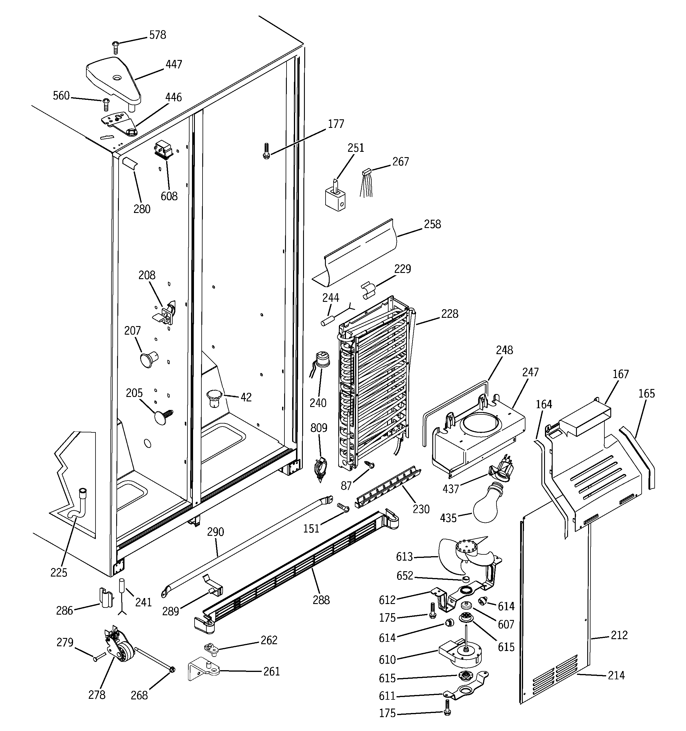 GE GSS25IFPDBB freezer section diagram