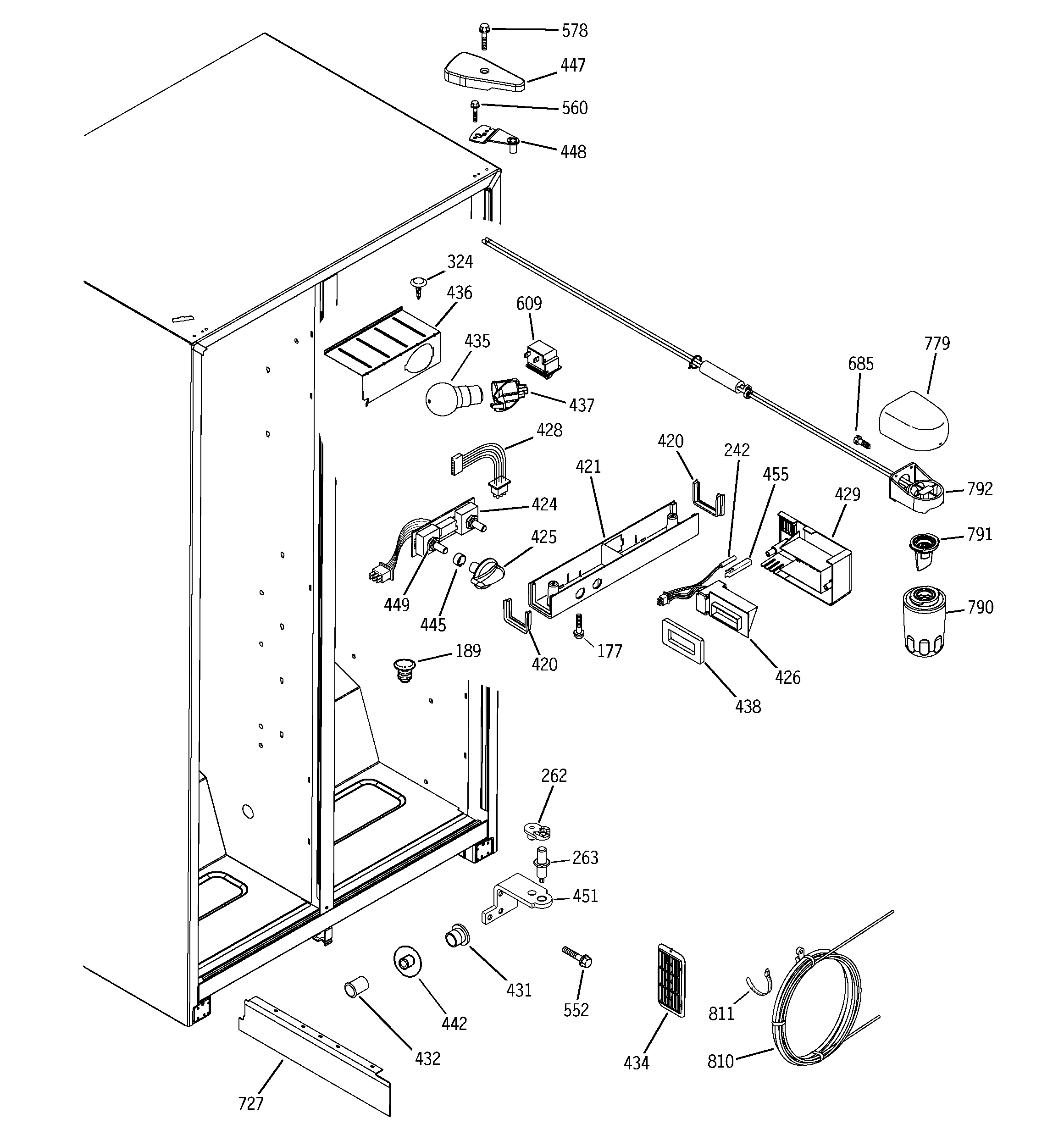 GE GSS25IFPEBB fresh food section diagram