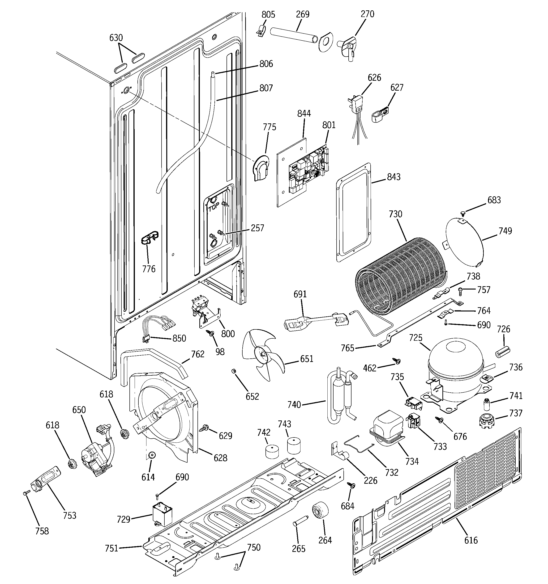 GE GSS22IFPDBB sealed system & mother board diagram