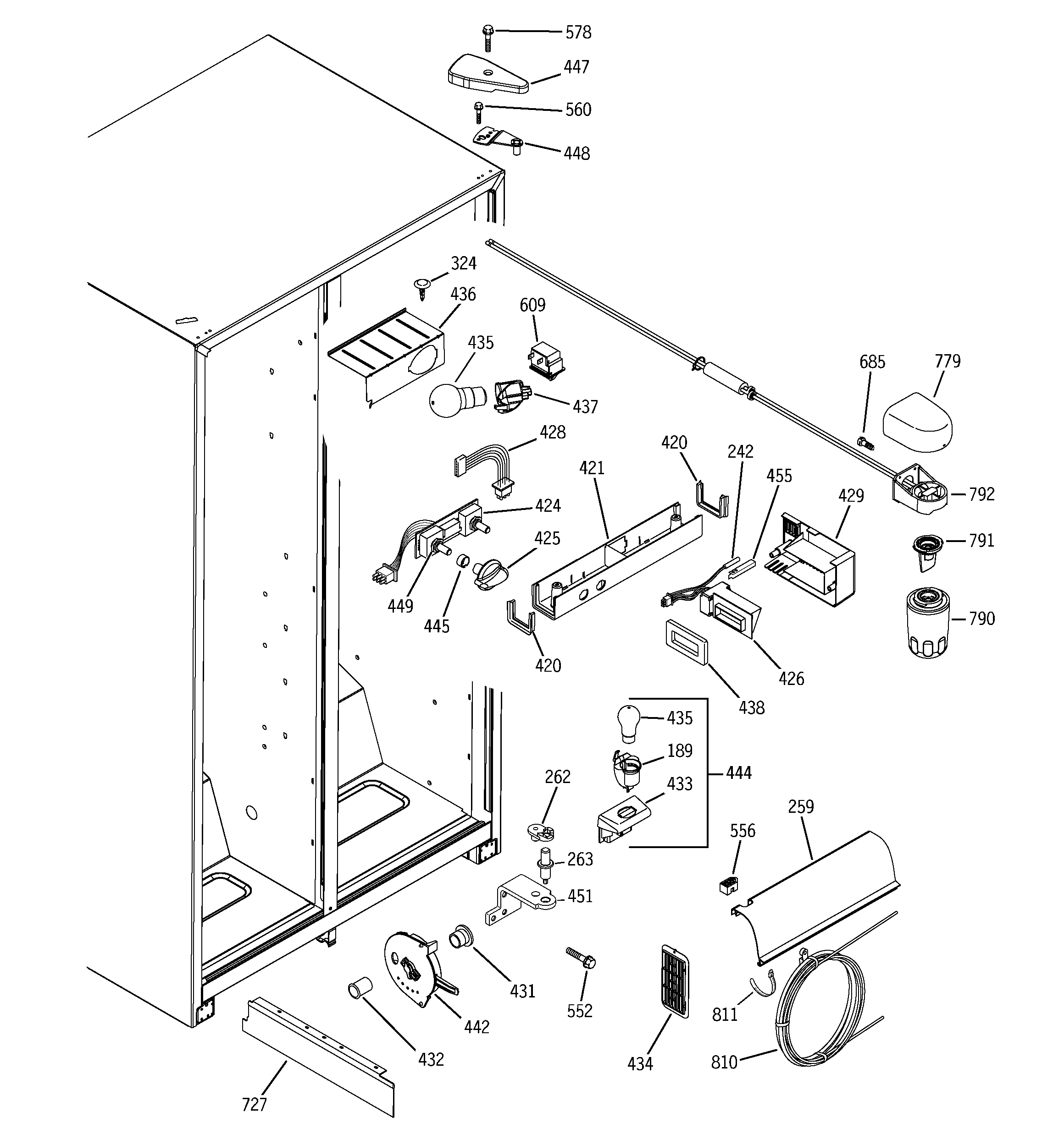 GE GSS22JFPCBB fresh food section diagram