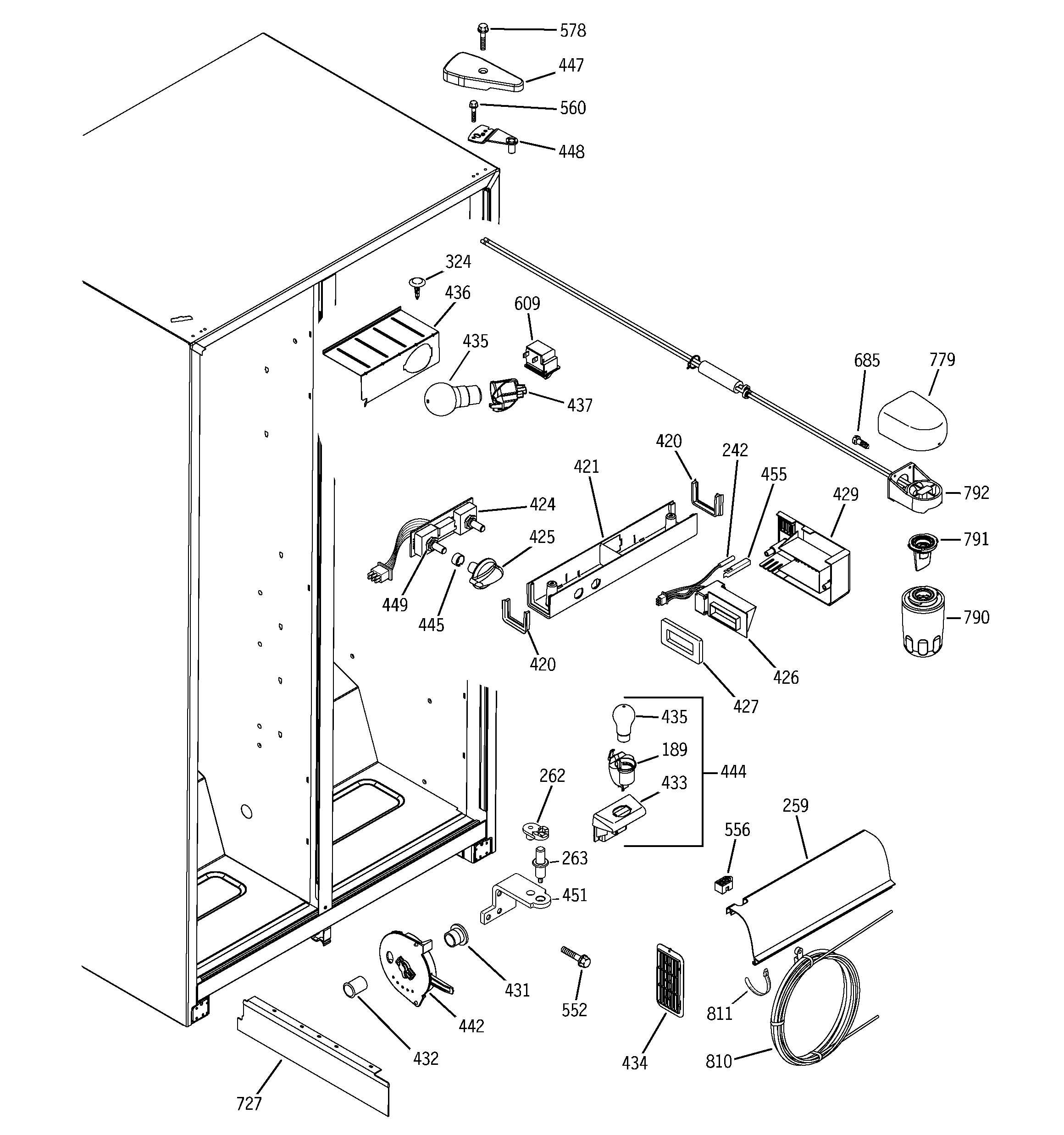GE GSS22JFPDBB fresh food section diagram